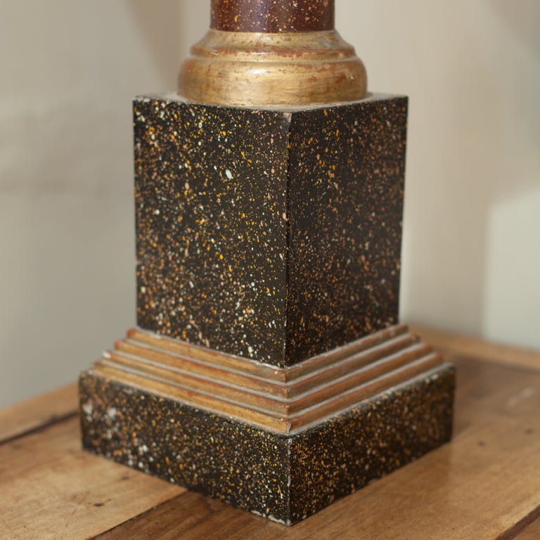 Midcentury Neoclassical Metal and Faux Phorphyry Table Lamps Jansen Style, Pair For Sale 2
