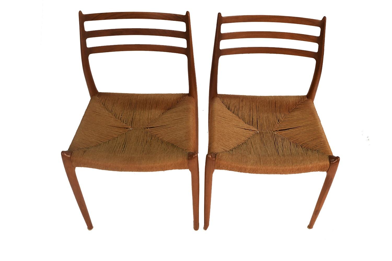 Mid-Century Modern Pair Mid-Century Niels Otto Moller Model 78 Teak Chairs For Sale