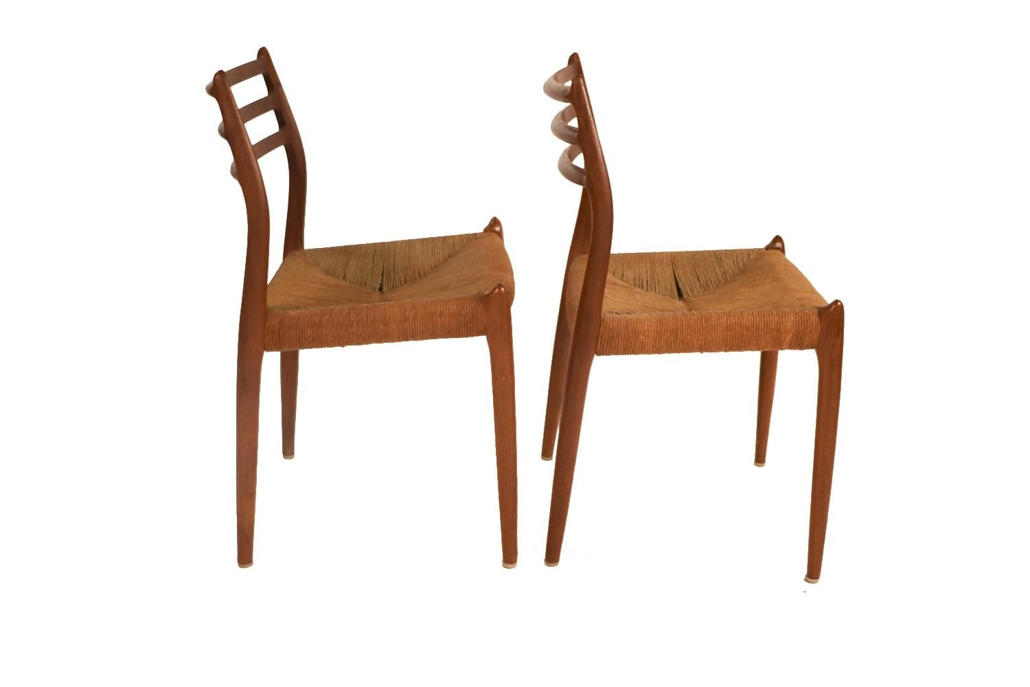 Danish Pair Mid-Century Niels Otto Moller Model 78 Teak Chairs For Sale
