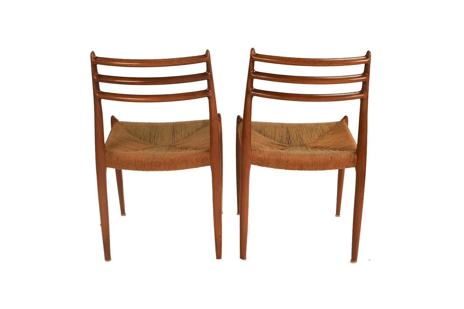 Pair Mid-Century Niels Otto Moller Model 78 Teak Chairs In Good Condition For Sale In Baltimore, MD