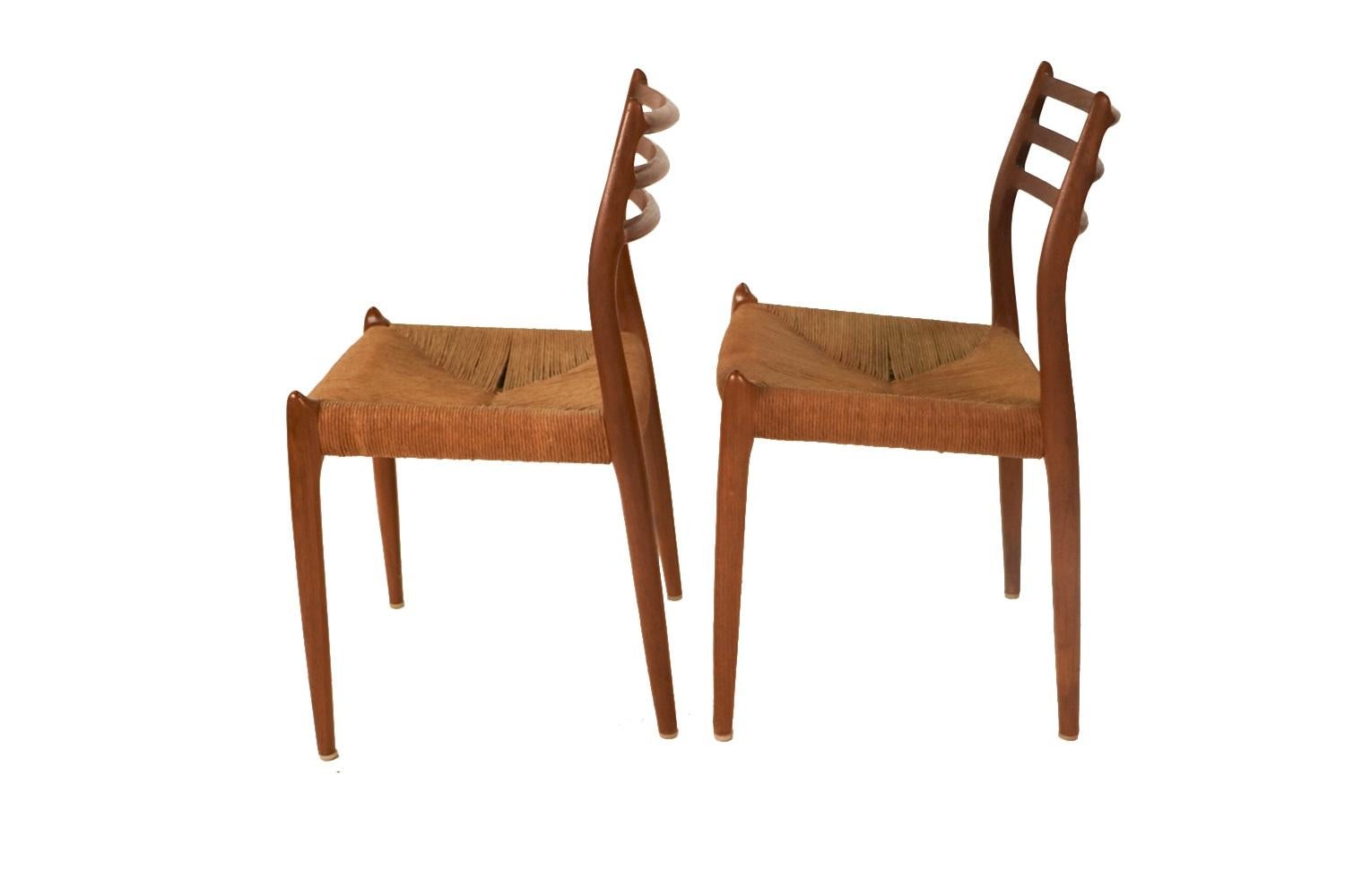 Mid-20th Century Pair Mid-Century Niels Otto Moller Model 78 Teak Chairs For Sale