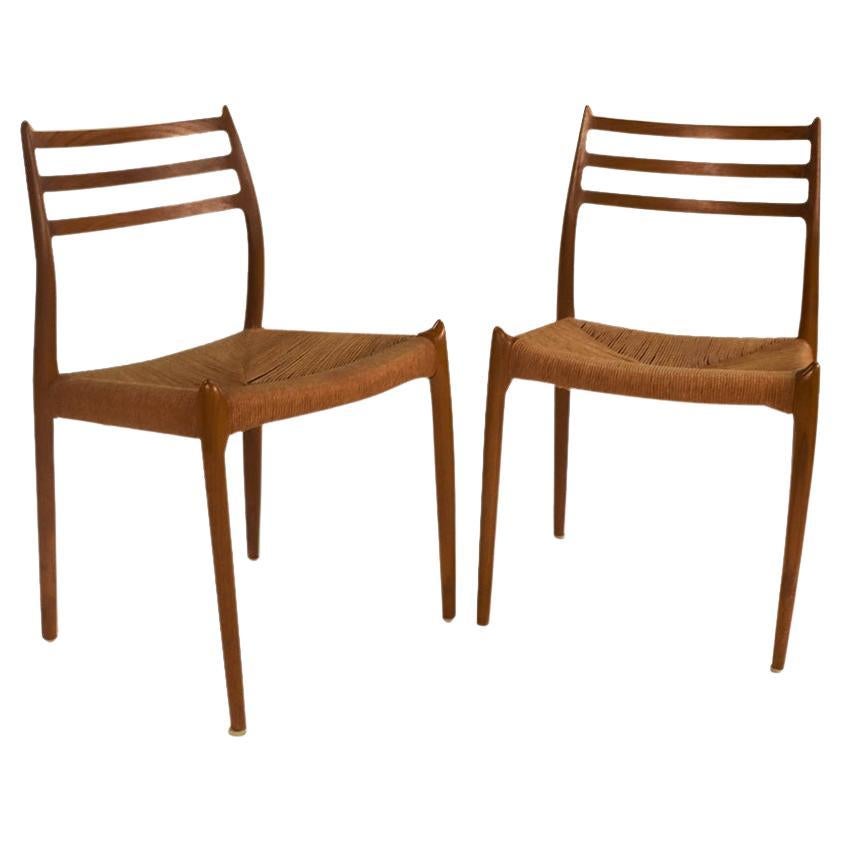 Pair Mid-Century Niels Otto Moller Model 78 Teak Chairs For Sale