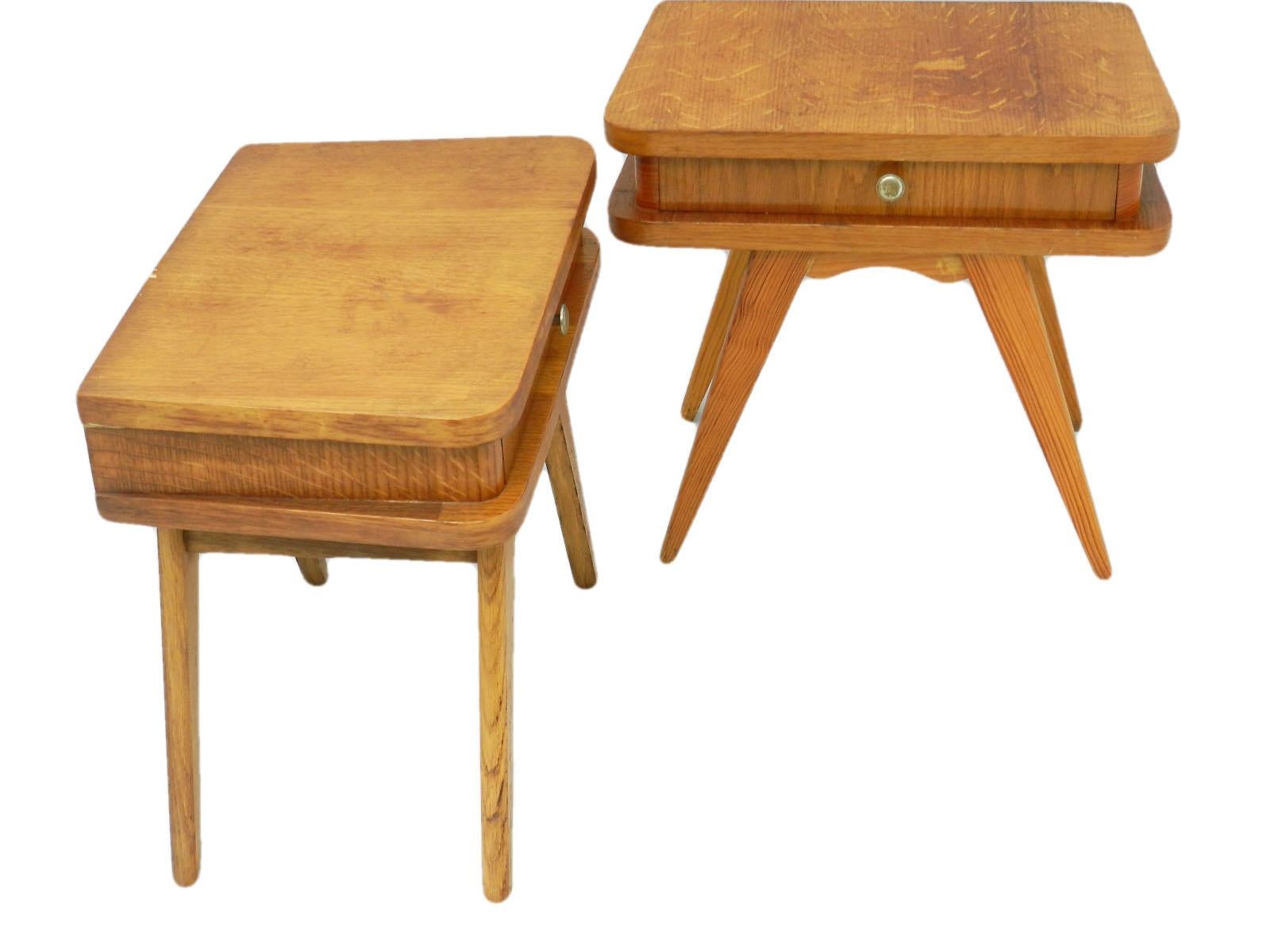 Pair of Midcentury Nightstands Bedside Tables French Side Cabinets, circa 1950 In Good Condition In Mimizan, FR