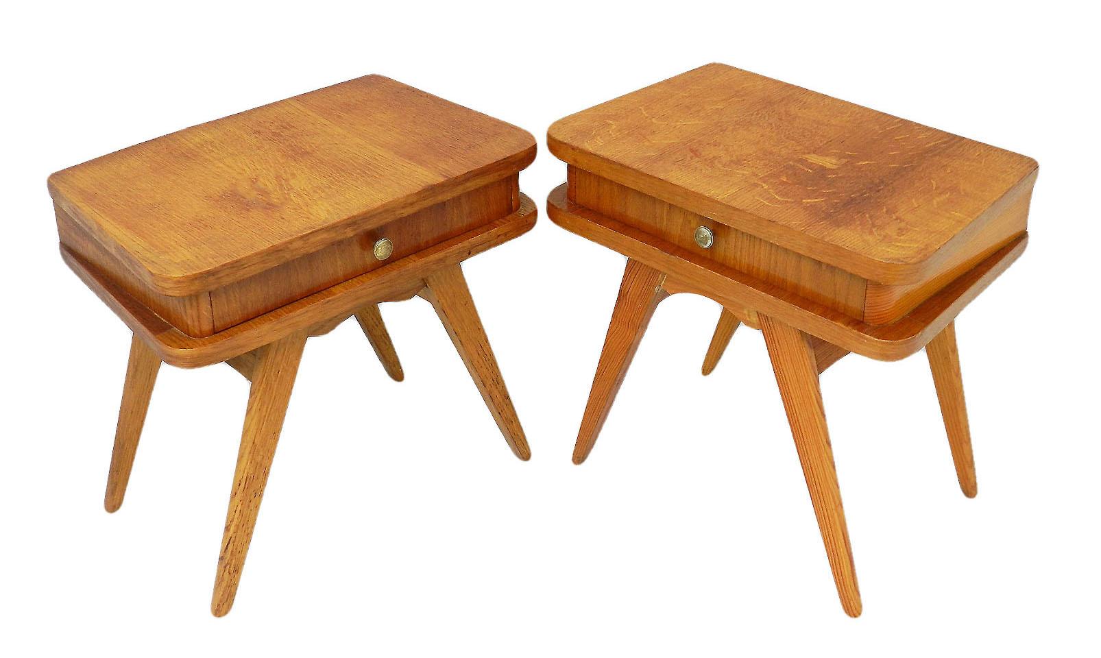 20th Century Pair of Midcentury Nightstands Bedside Tables French Side Cabinets, circa 1950