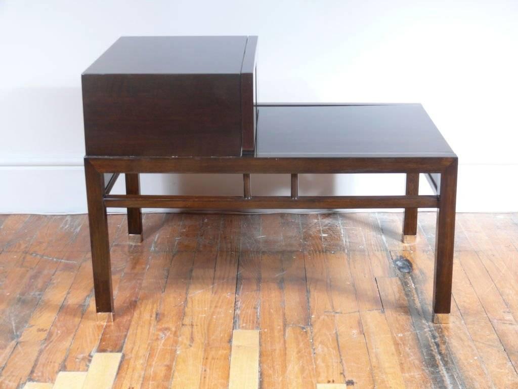 American Pair of Midcentury One-Drawer Walnut End Tables