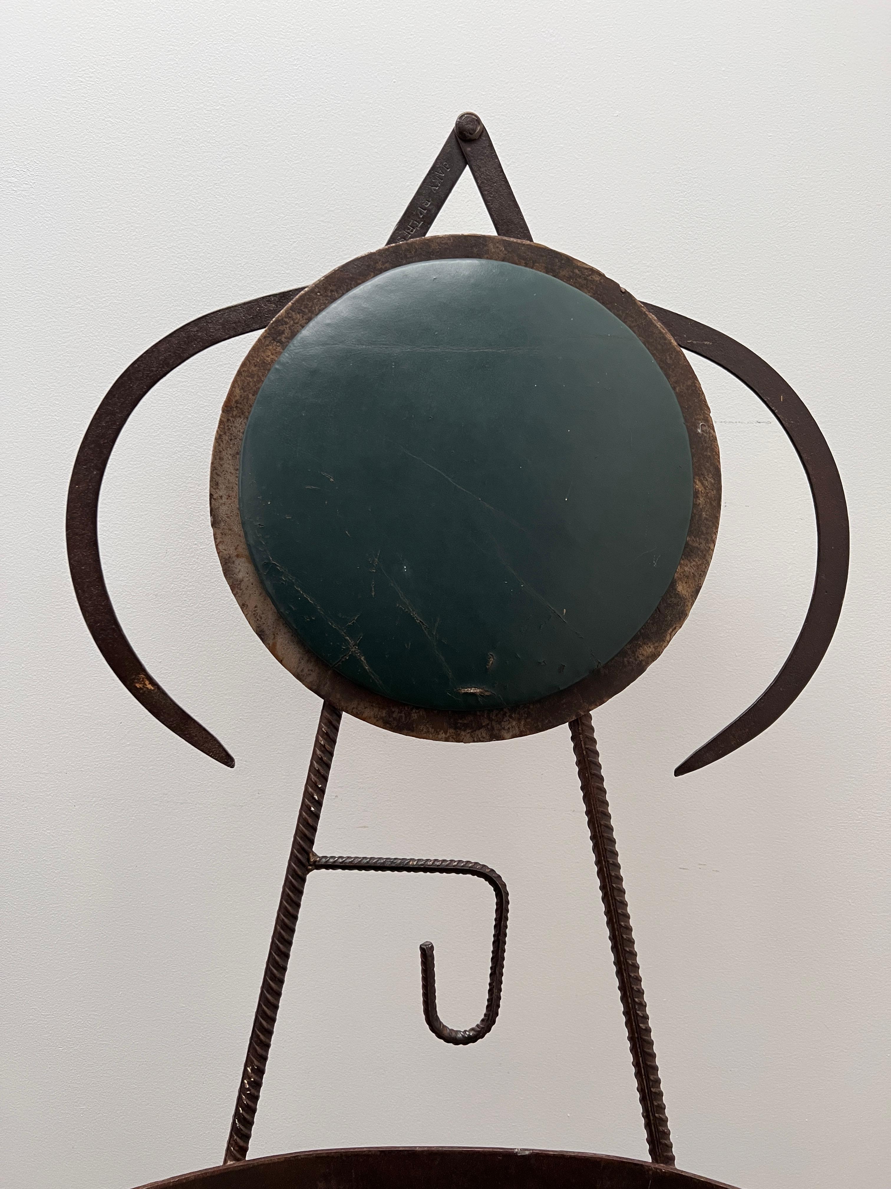 British Pair Mid-Century of Sculptural Chairs with Leather seat, One-of-a-Kind For Sale