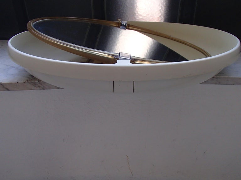 Pair of Midcentury Oval Movable Bathroom Mirrors with 4 Bulbs at 1stDibs