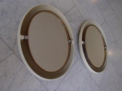 Pair of Midcentury Oval Movable Bathroom Mirrors with 4 Bulbs