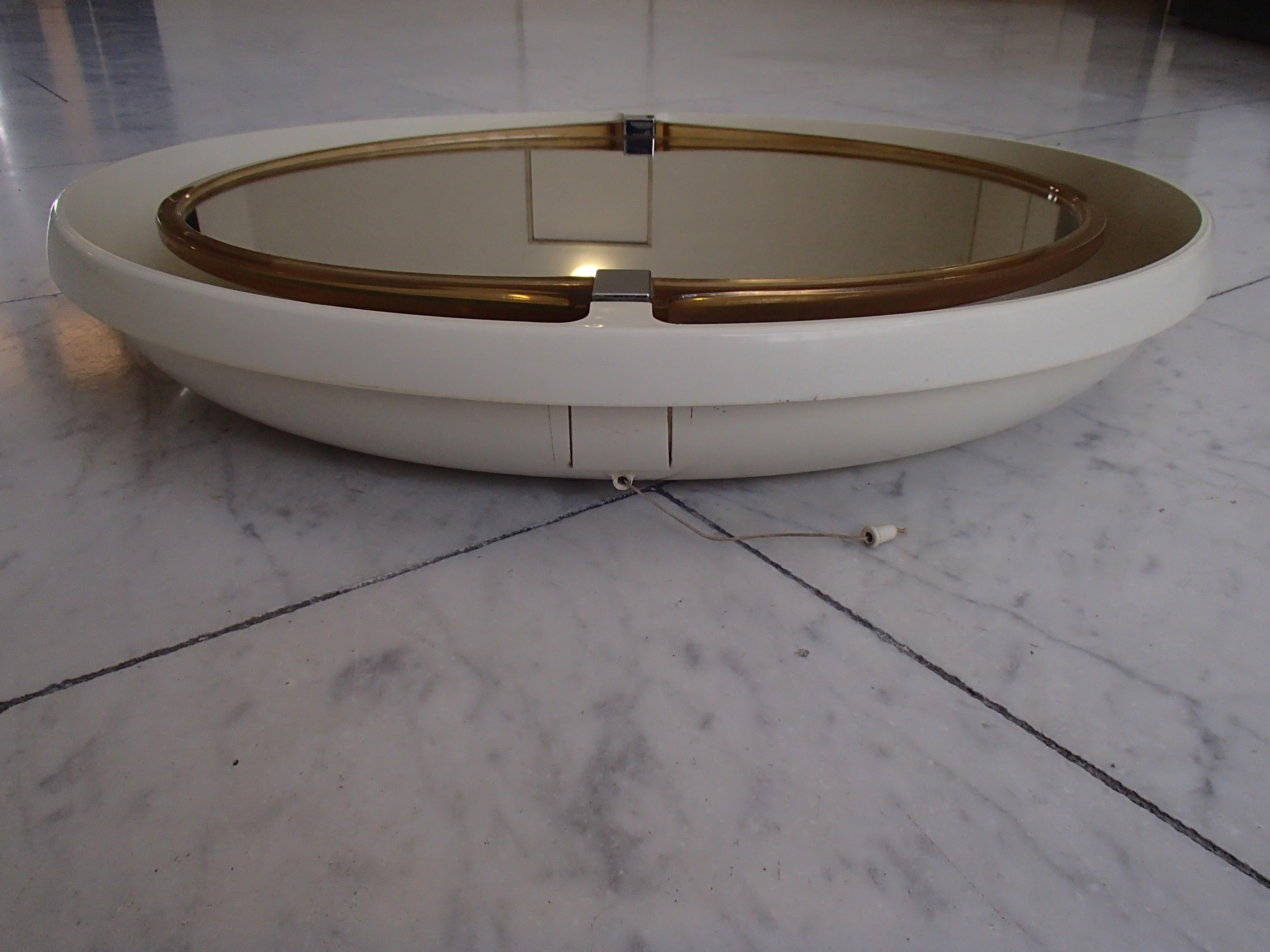 Pair of Midcentury Oval Movable Bathroom Mirrors with 4 Bulbs 1