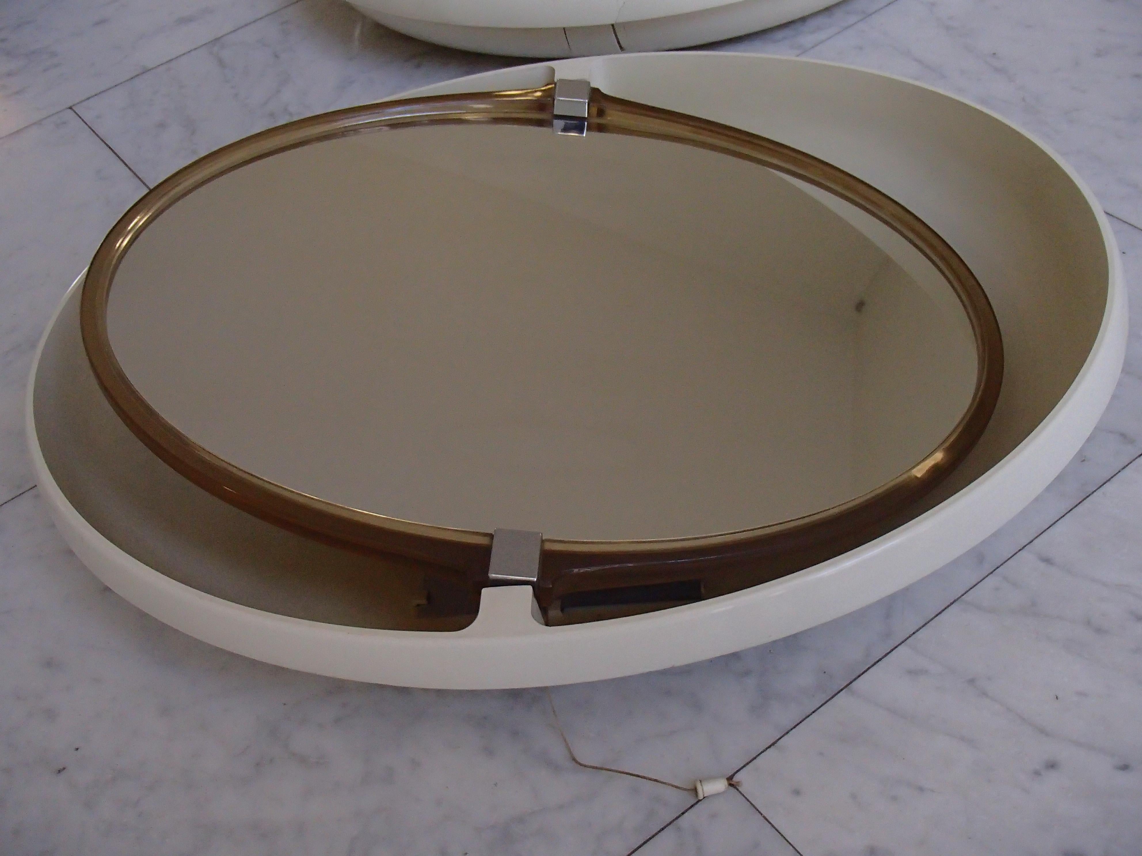 Pair of Midcentury Oval Movable Bathroom Mirrors with 4 Bulbs 2