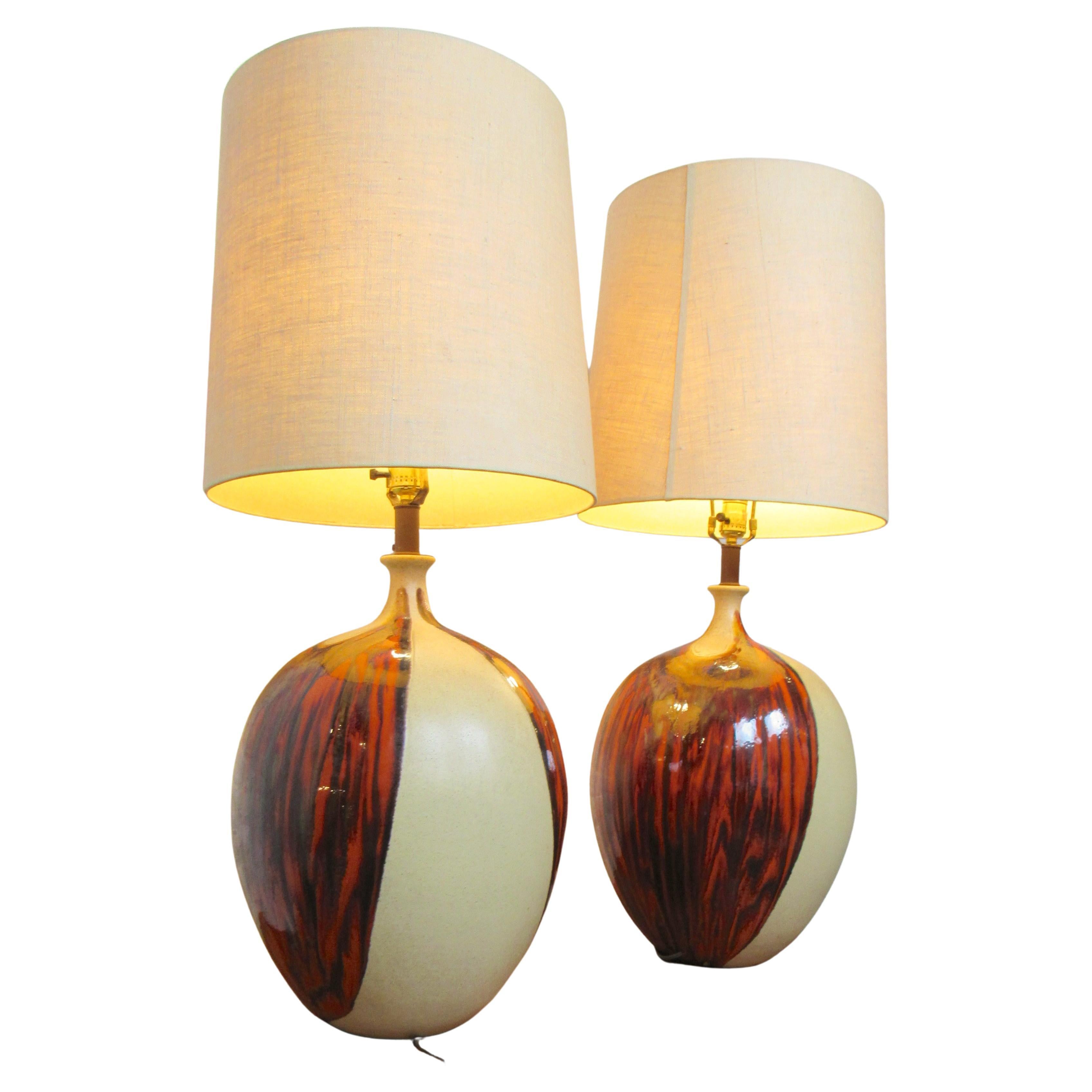 Pair Mid-Century Painted Lamps