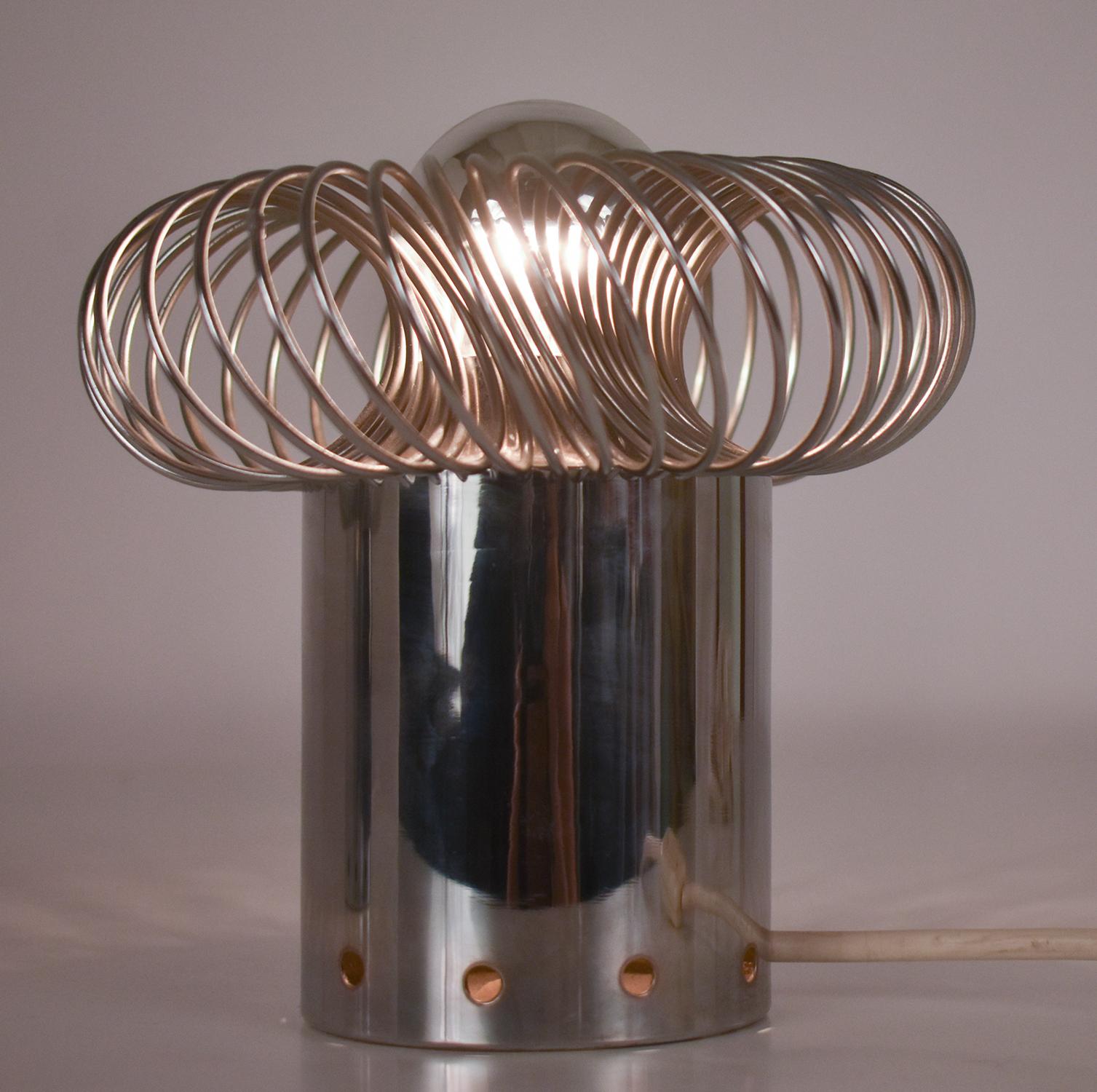  Pair Mid-Century Philippe Rogier Oxar Table Lamp, 1970's. Chrome Metal 6