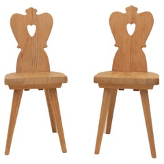 Vintage Pair Mid Century Pine Alpine Chairs Circa 1950