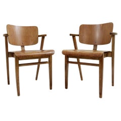 Pair Mid-Century Plywood Beech Chairs