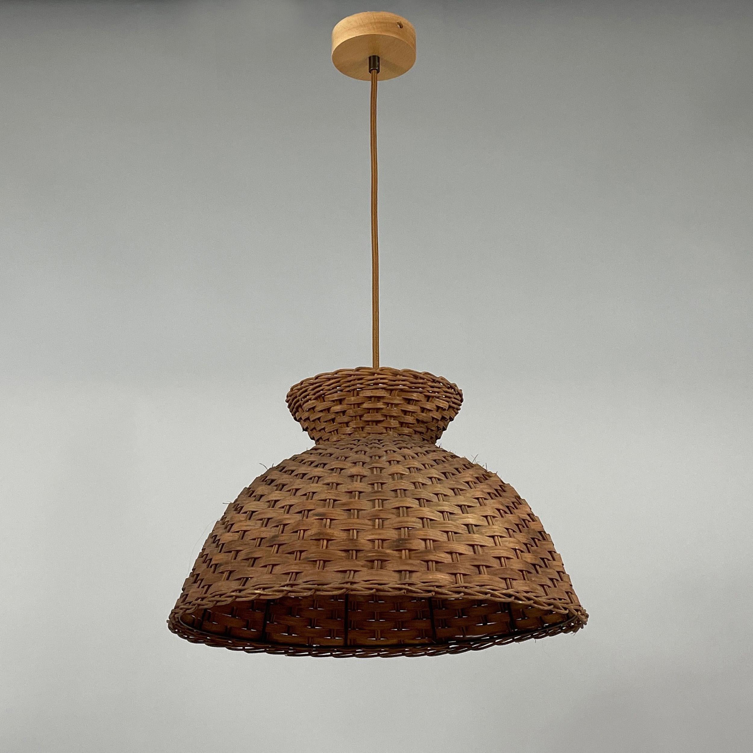 Pair Mid-Century Rattan Pendants, Sweden 1960s 7
