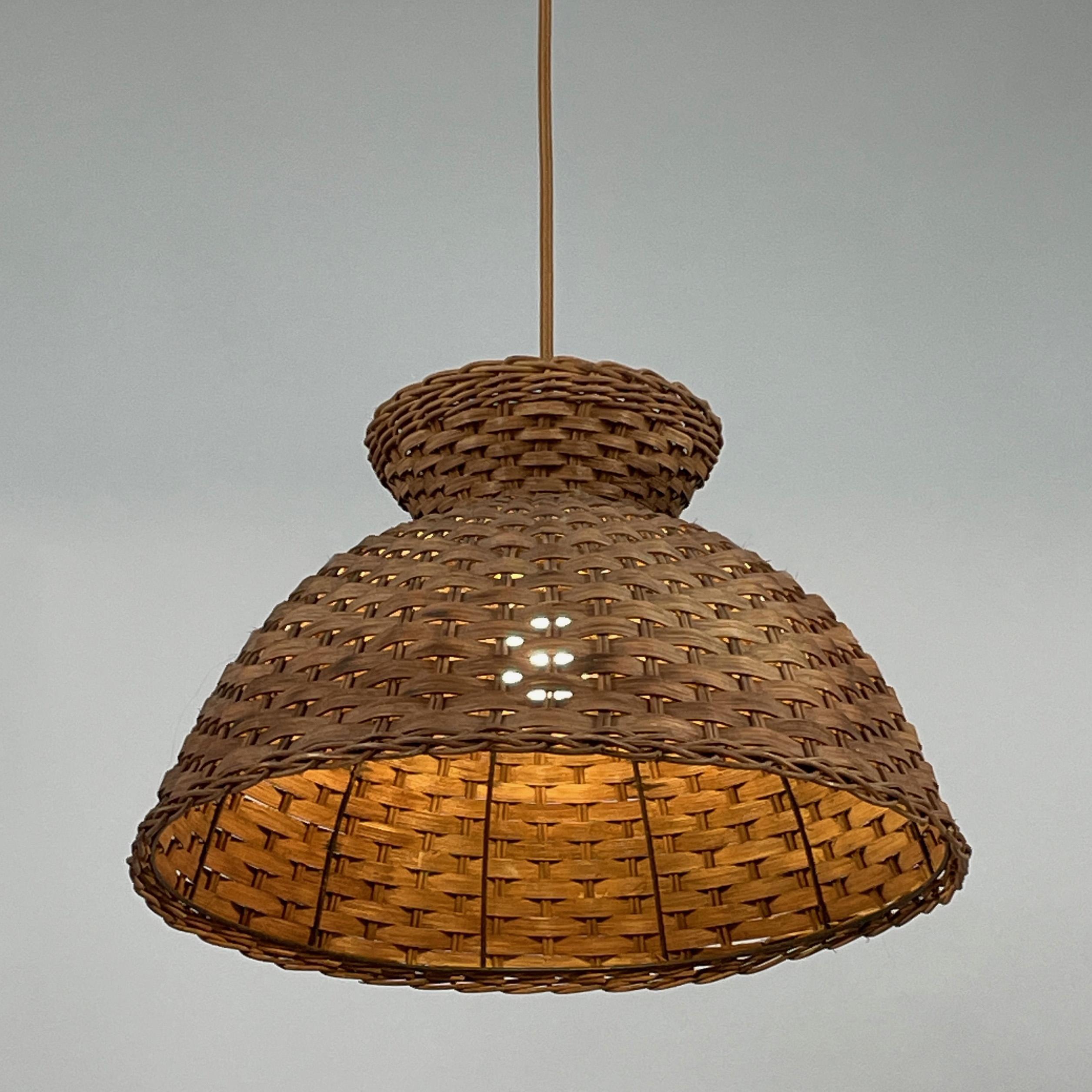Swedish Pair Mid-Century Rattan Pendants, Sweden 1960s
