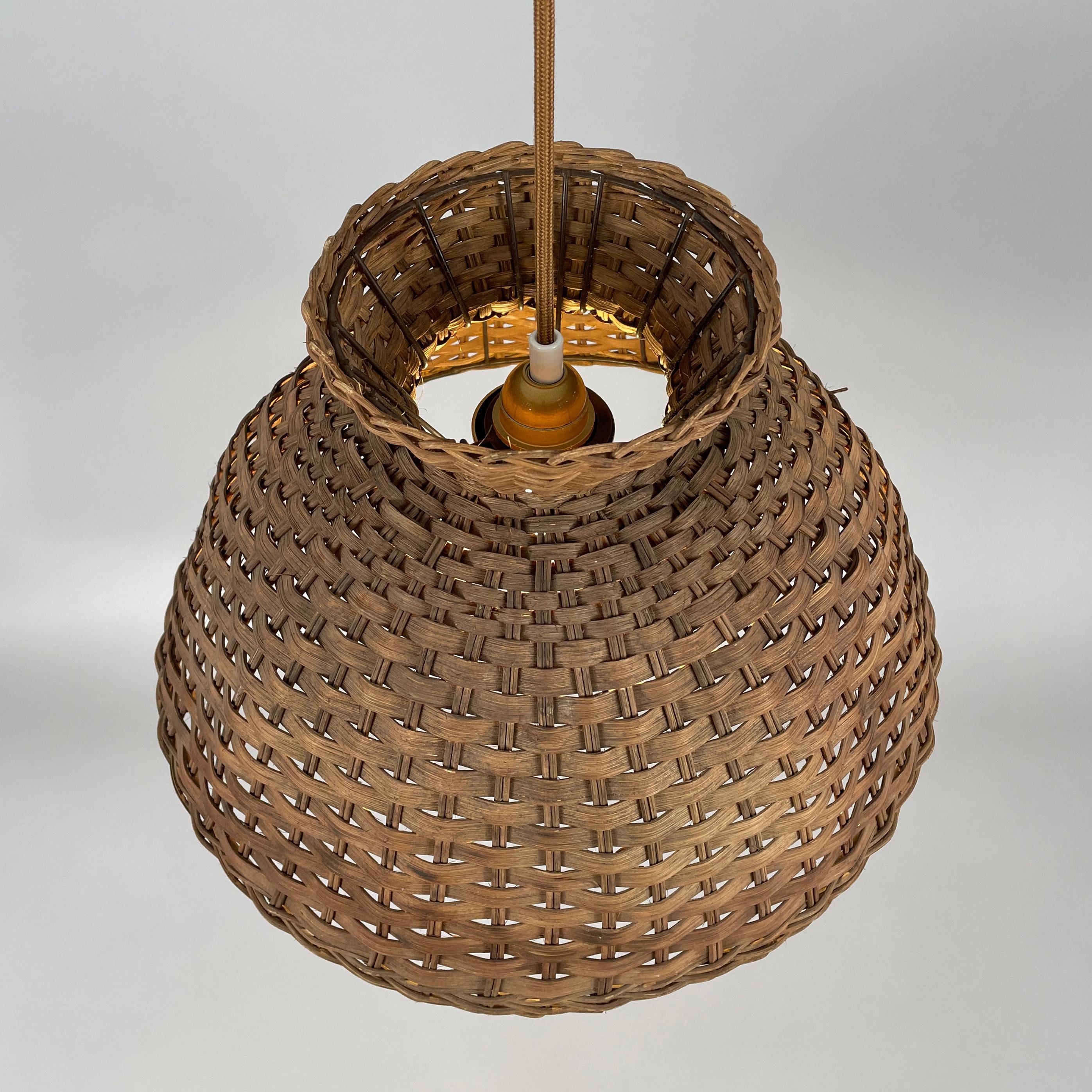 Mid-20th Century Pair Mid-Century Rattan Pendants, Sweden 1960s