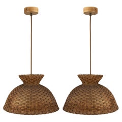 Pair Mid-Century Rattan Pendants, Sweden 1960s