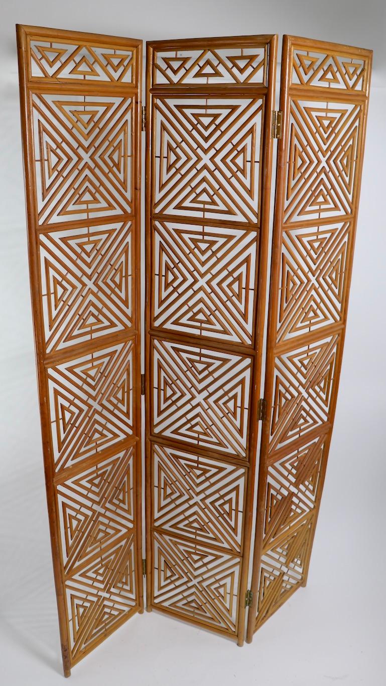Pair of Mid Century  Reed Wicker Bamboo Folding Screens 3