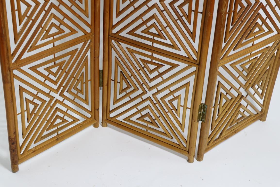 Pair of Mid Century  Reed Wicker Bamboo Folding Screens 4