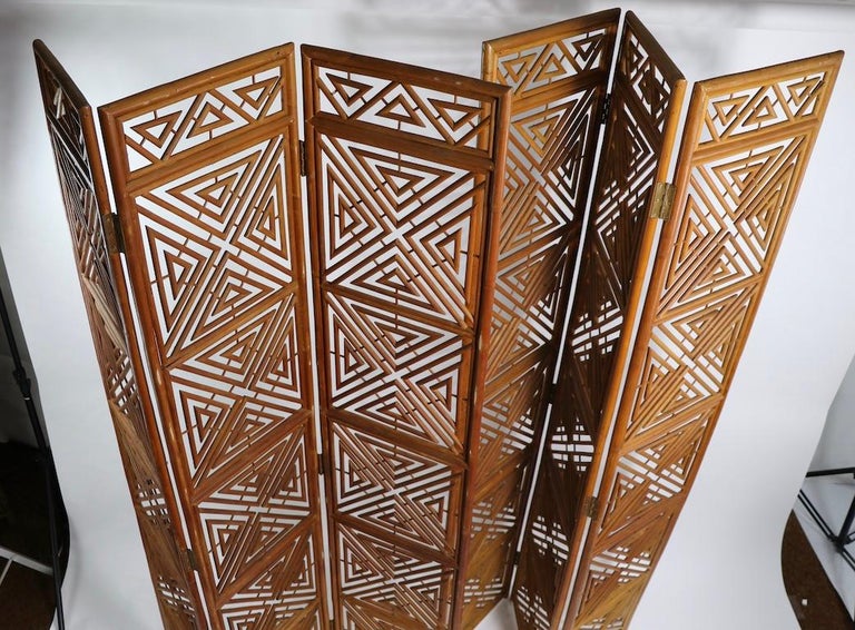 Pair of Mid Century  Reed Wicker Bamboo Folding Screens 6