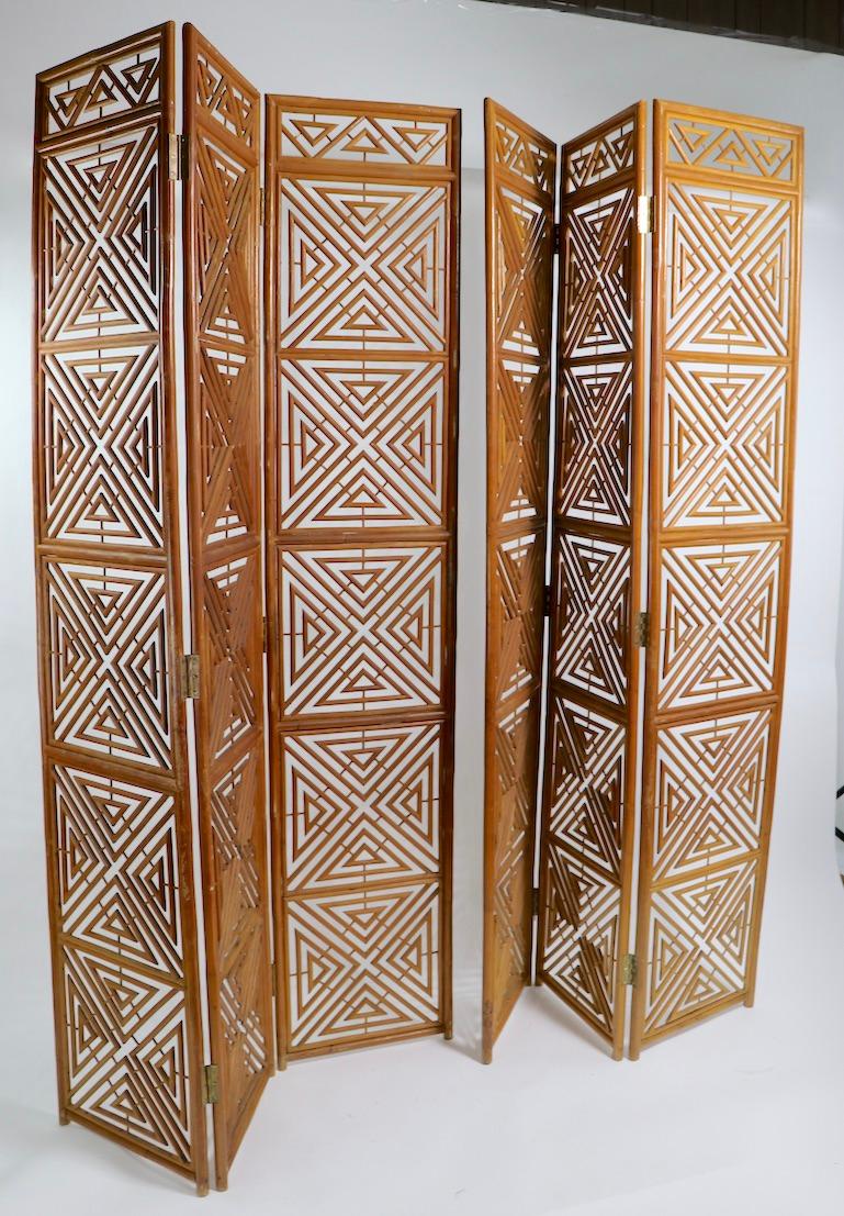 Pair of Mid Century  Reed Wicker Bamboo Folding Screens 6