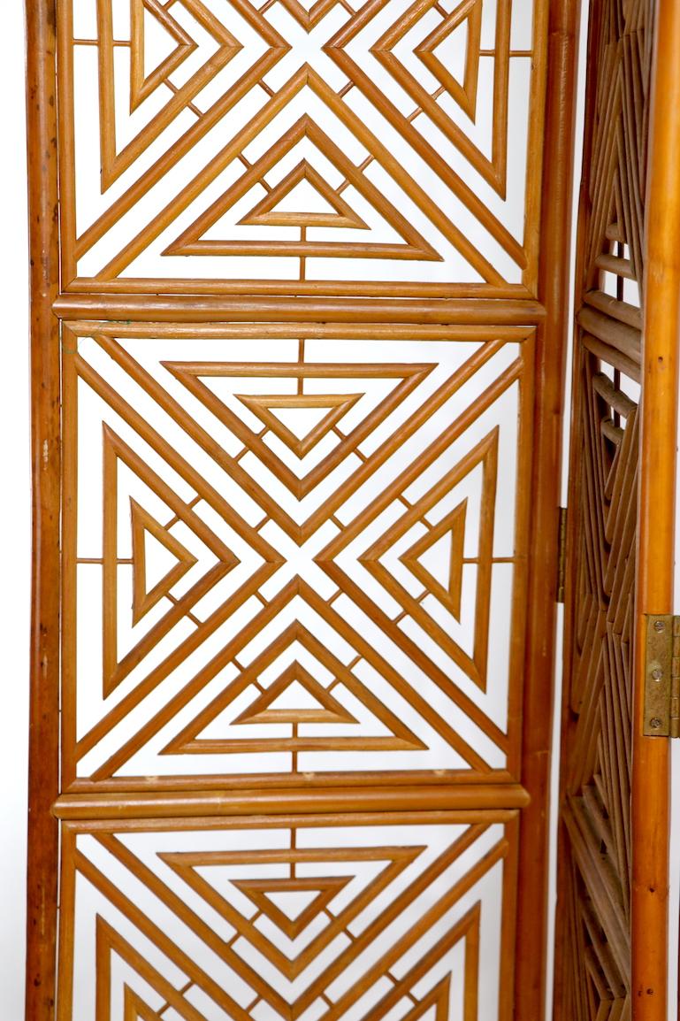 Mid-Century Modern Pair of Mid Century  Reed Wicker Bamboo Folding Screens