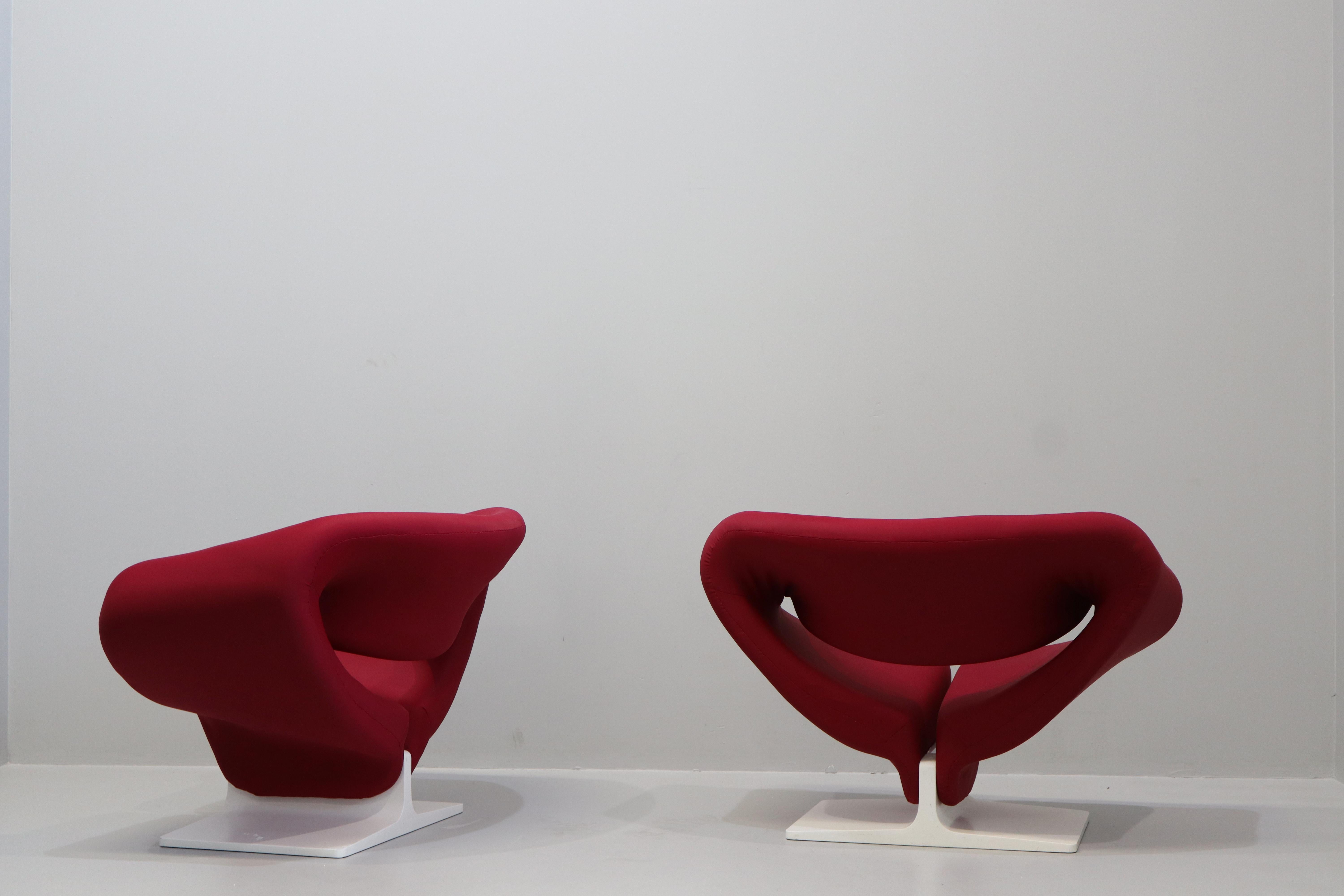 Paire de chaises à rubans du milieu du siècle par Pierre Paulin pour Artifort, 1960 Label Whit Excellent état - En vente à Rovereta, Repubblica di San Marino