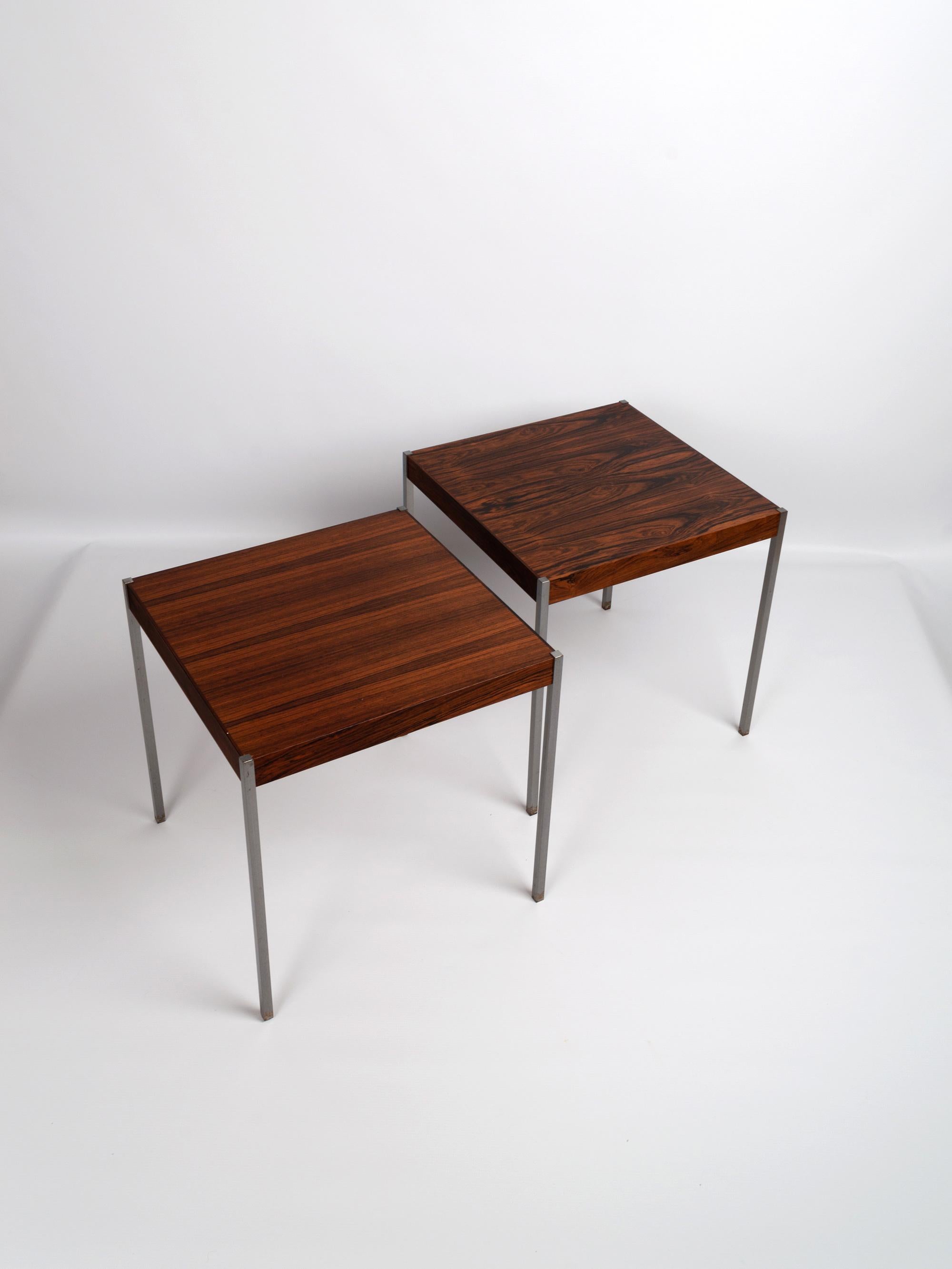 Swedish Pair of Midcentury Rosewood Side Tables by Uno & Östen Kristiansson for Luxus For Sale