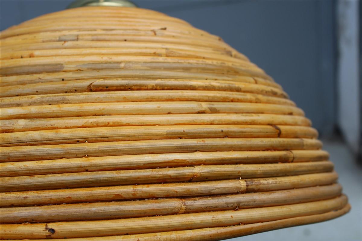 Pair Mid-century Round Chandelier Bamboo Italian Design Vivai del Sud 1950s  For Sale 4