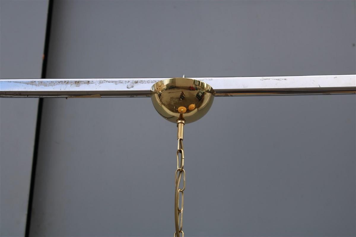 Brass Pair Mid-century Round Chandelier Bamboo Italian Design Vivai del Sud 1950s  For Sale