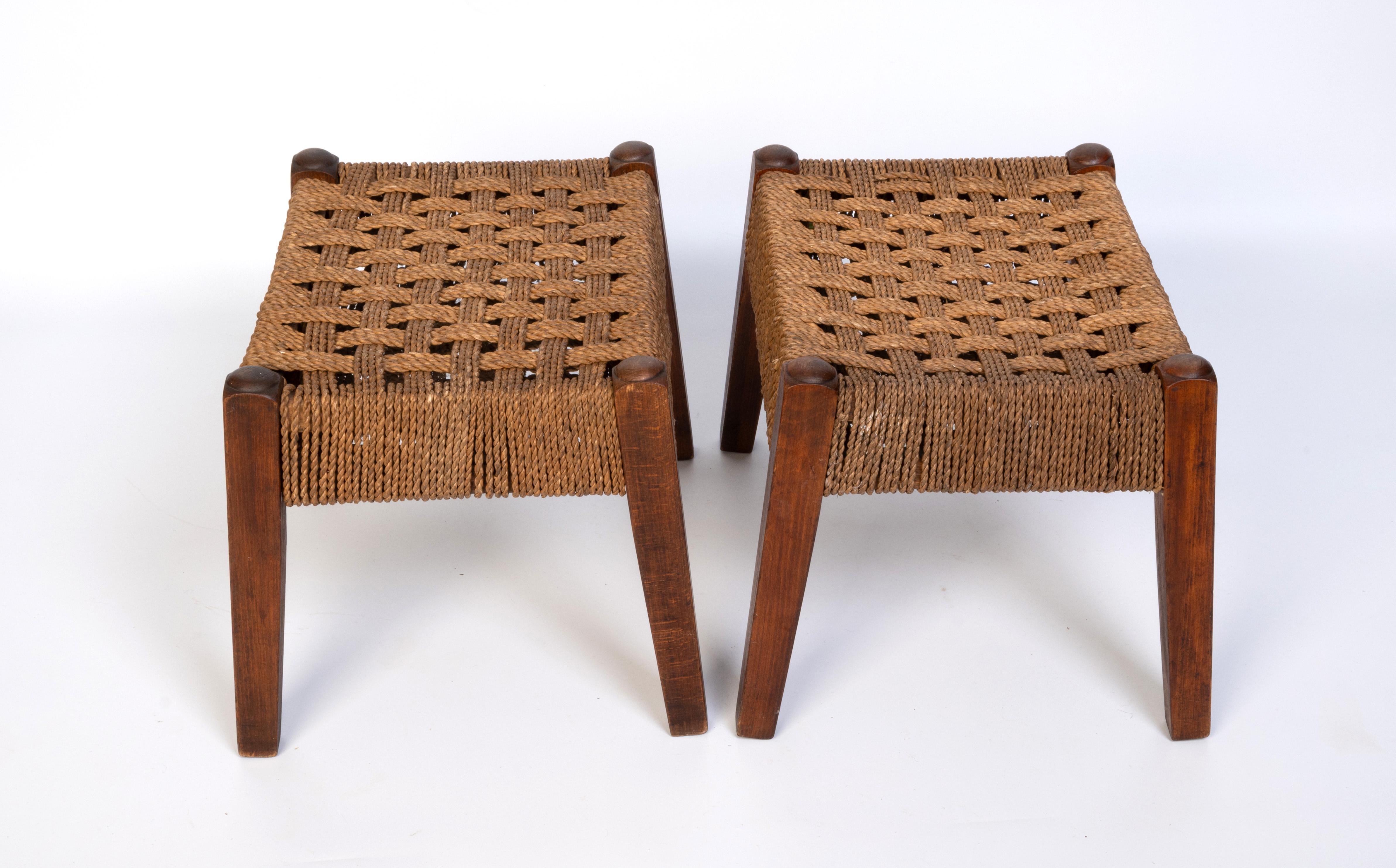 Paire de tabourets en corde de jonc et hêtre du milieu du siècle, Danemark C.1950 en vente 4