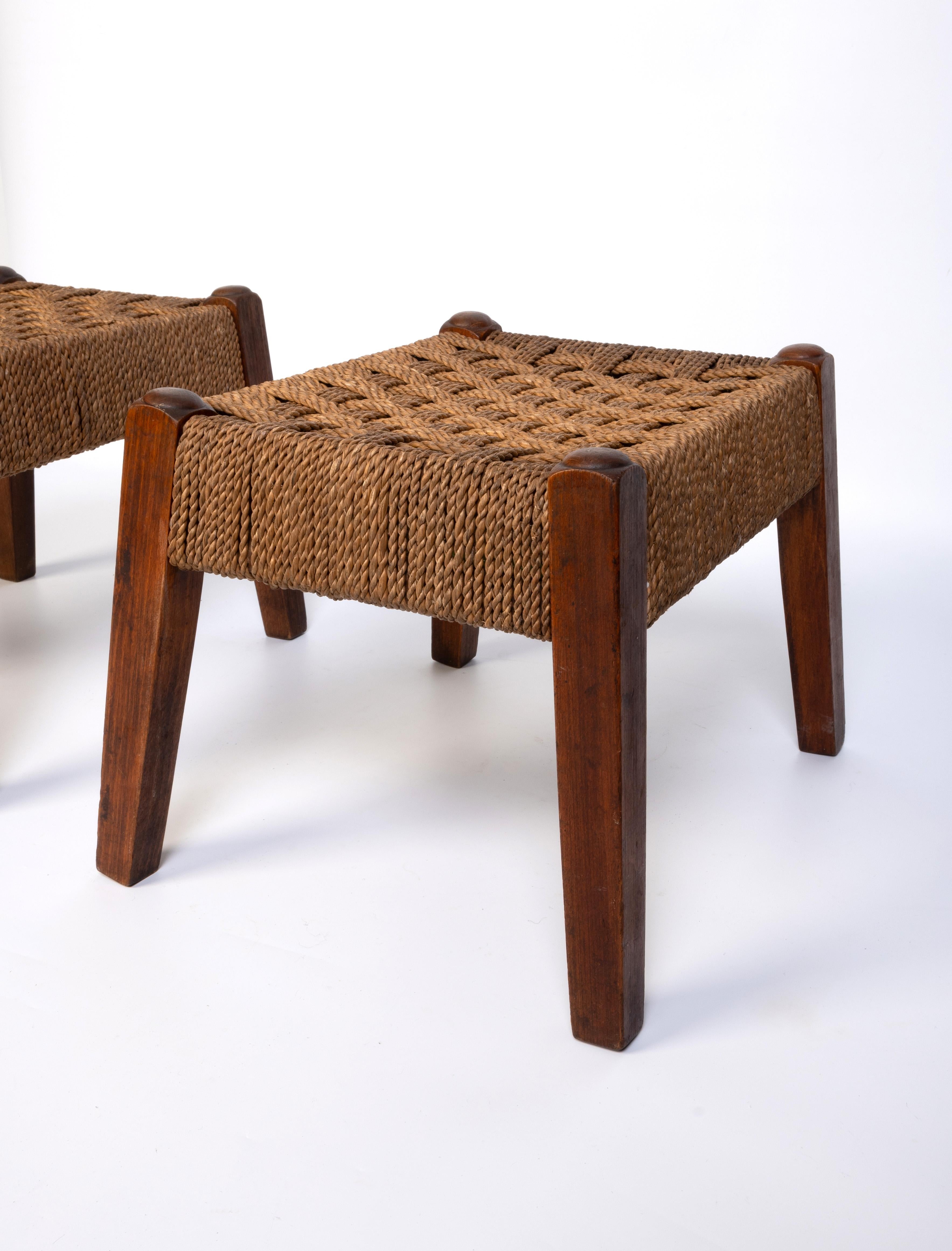 Paire de tabourets en corde de jonc et hêtre du milieu du siècle, Danemark C.1950 Bon état - En vente à London, GB