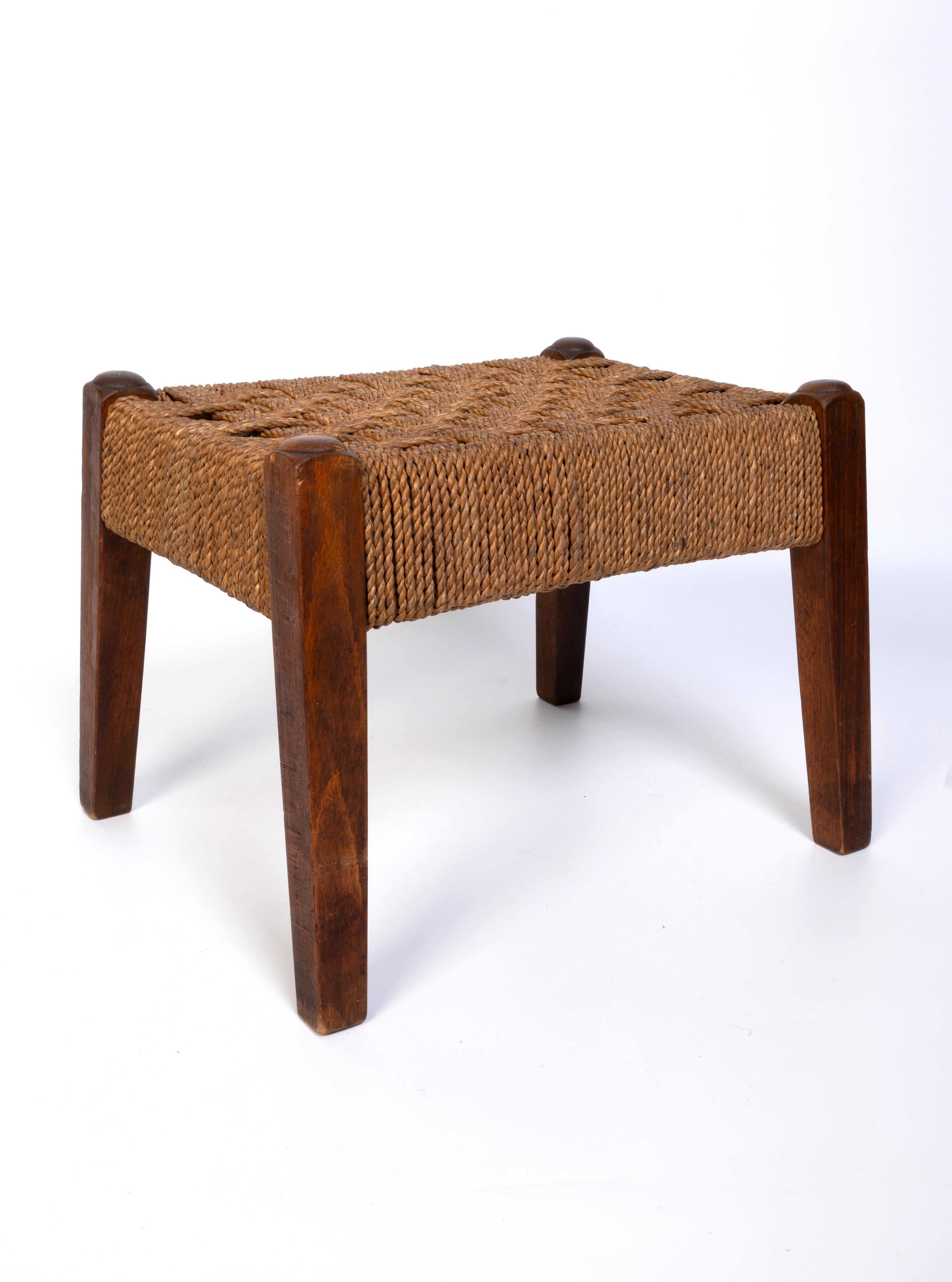 Paire de tabourets en corde de jonc et hêtre du milieu du siècle, Danemark C.1950 en vente 1