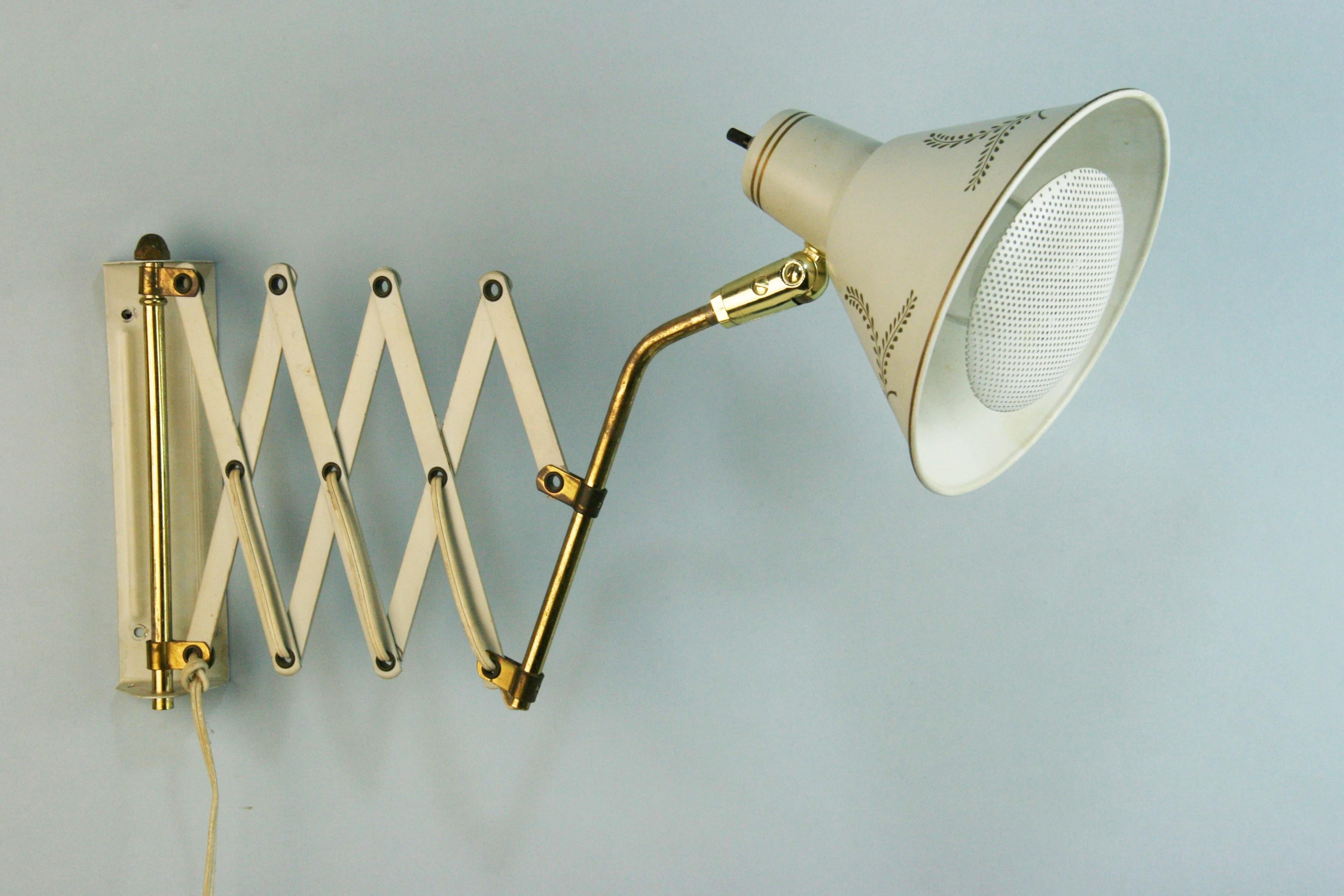  Mid Century Scissor Wall Lamps(2 available) In Good Condition For Sale In Douglas Manor, NY