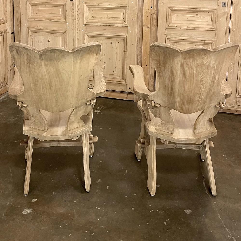 Pair Mid-Century Solid Wood Sculpted Armchairs For Sale 3