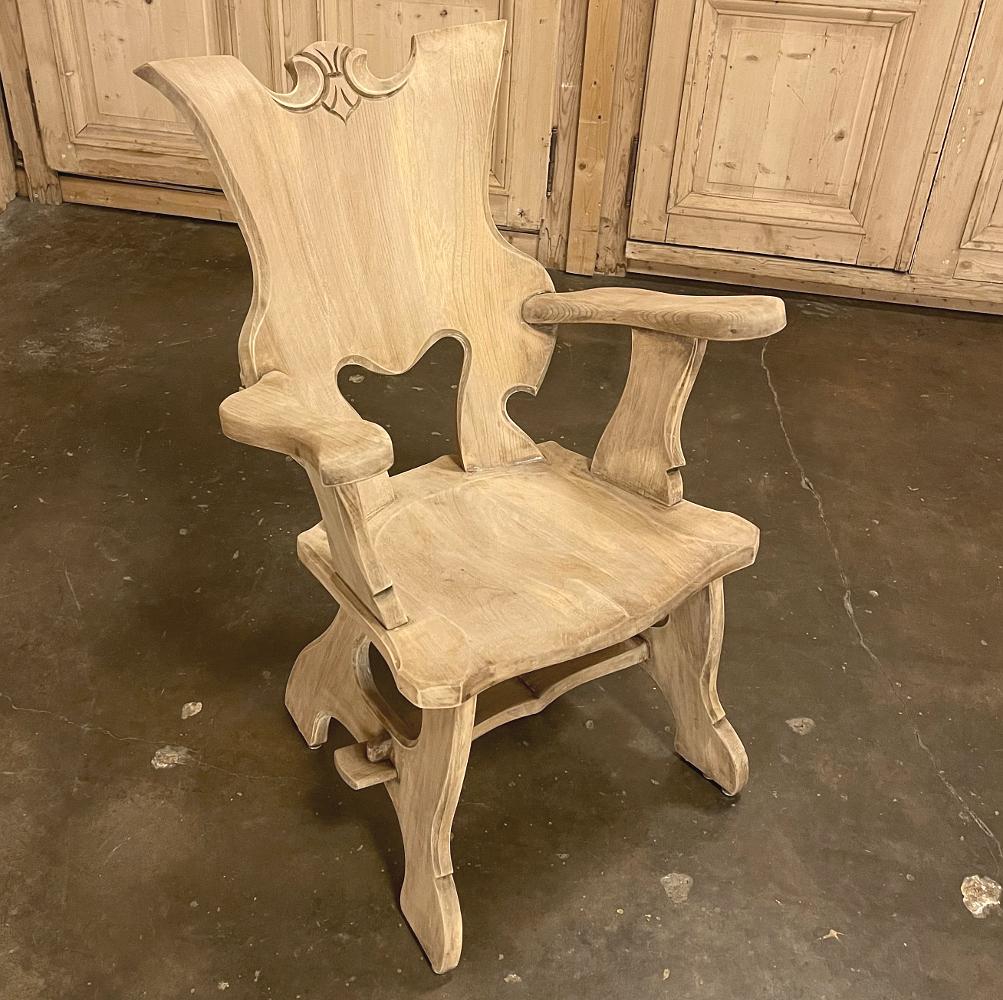 Mid-20th Century Pair Mid-Century Solid Wood Sculpted Armchairs For Sale