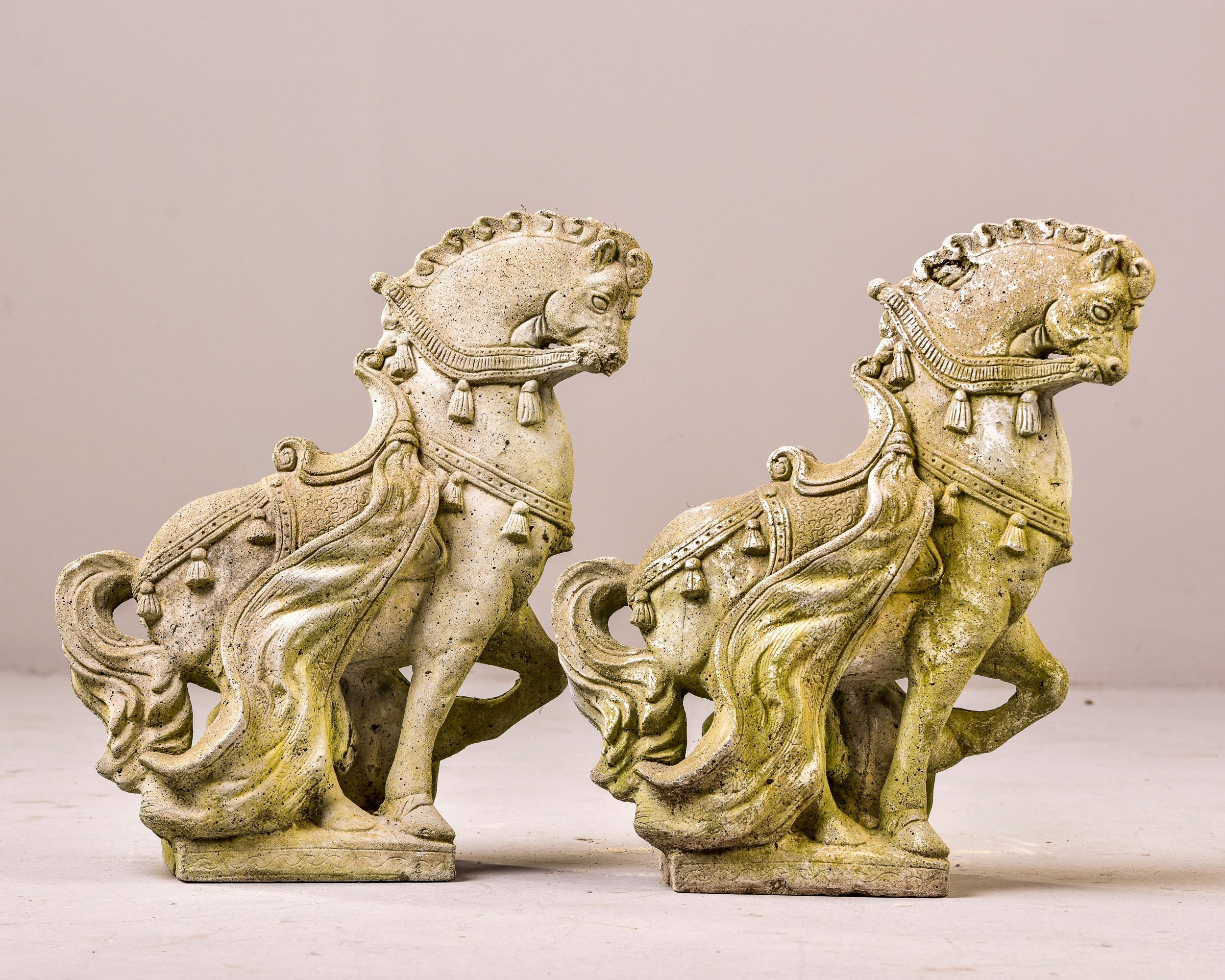 Pair Mid Century Spanish Style Horse Garden Statues 4
