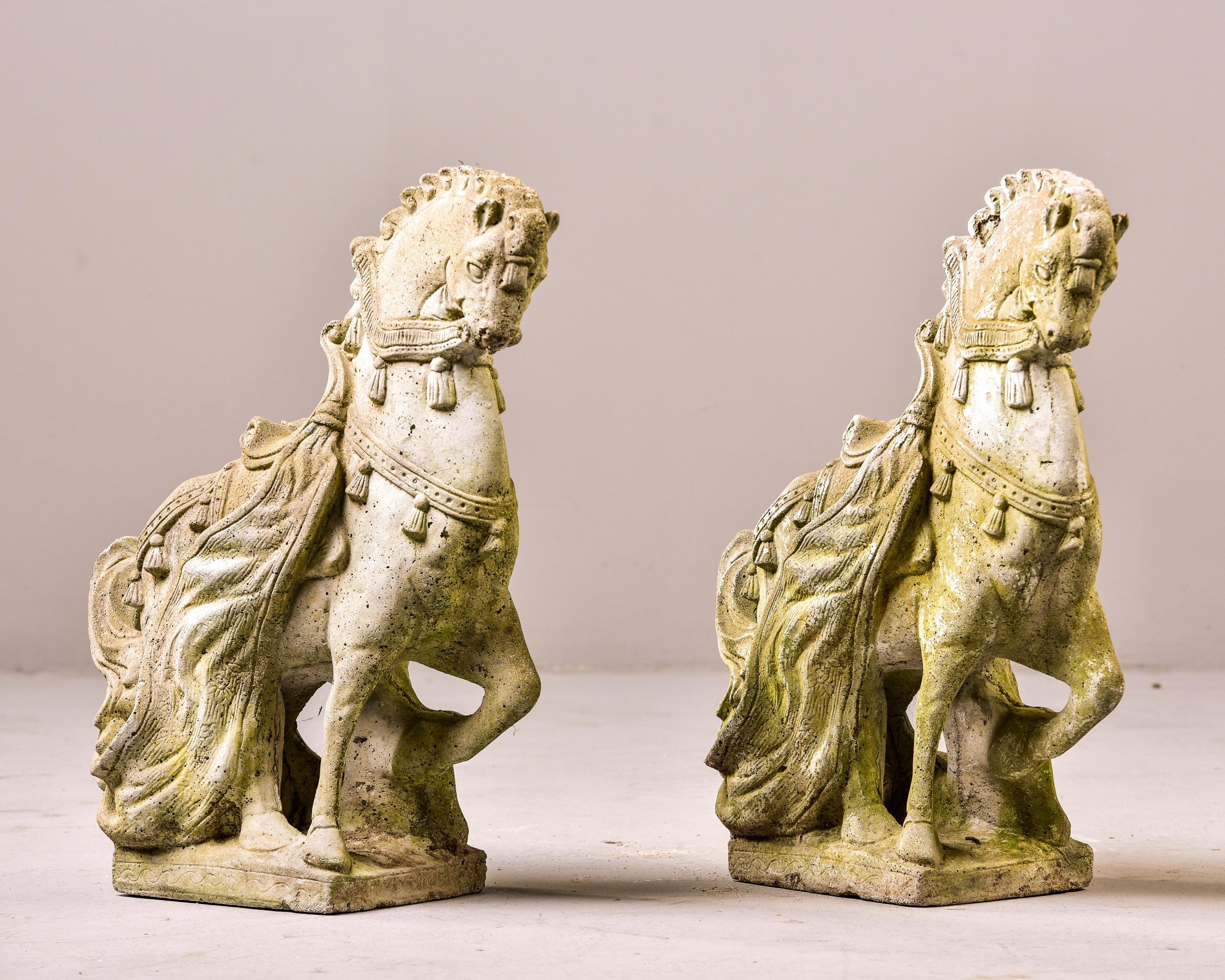 Pair Mid Century Spanish Style Horse Garden Statues 5