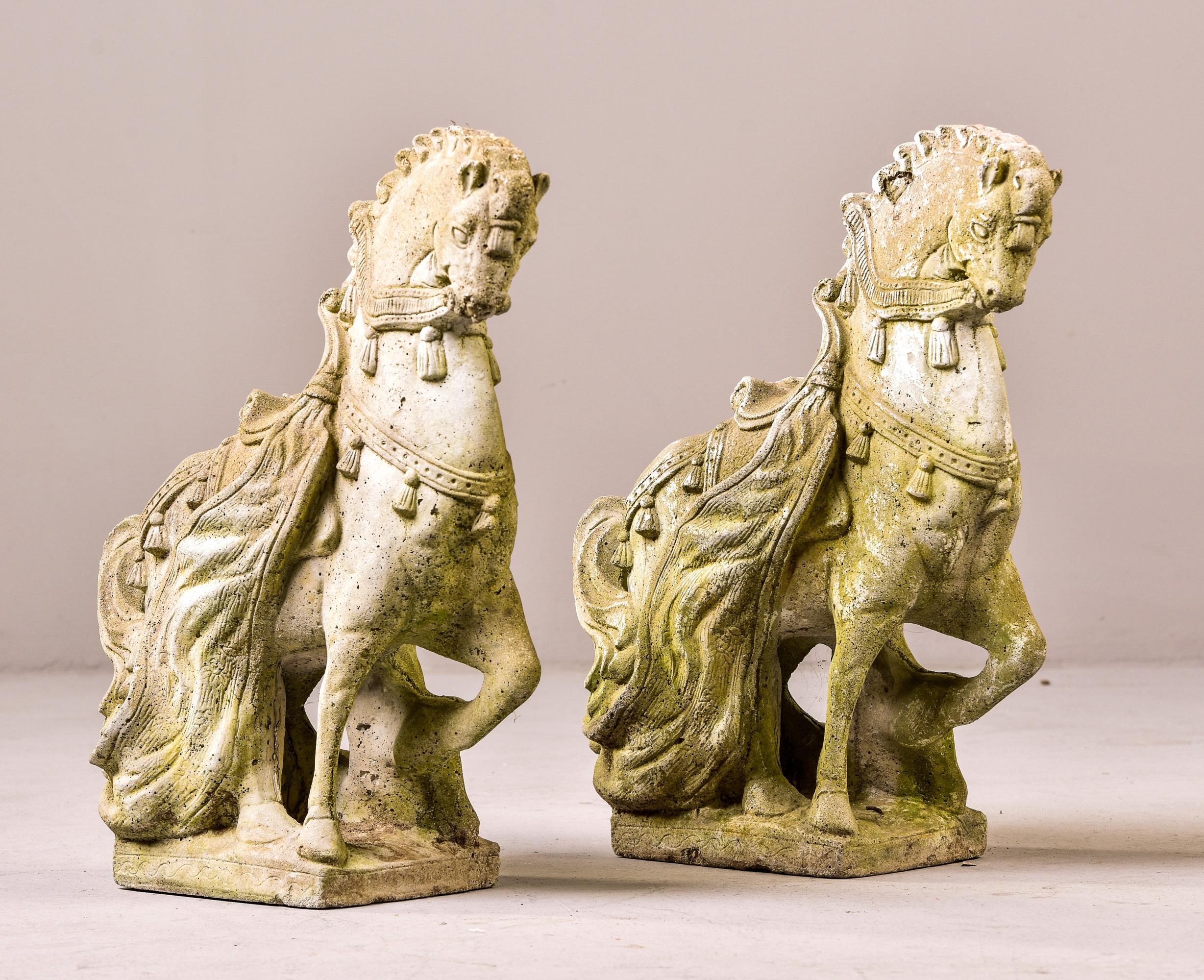 American Pair Mid Century Spanish Style Horse Garden Statues