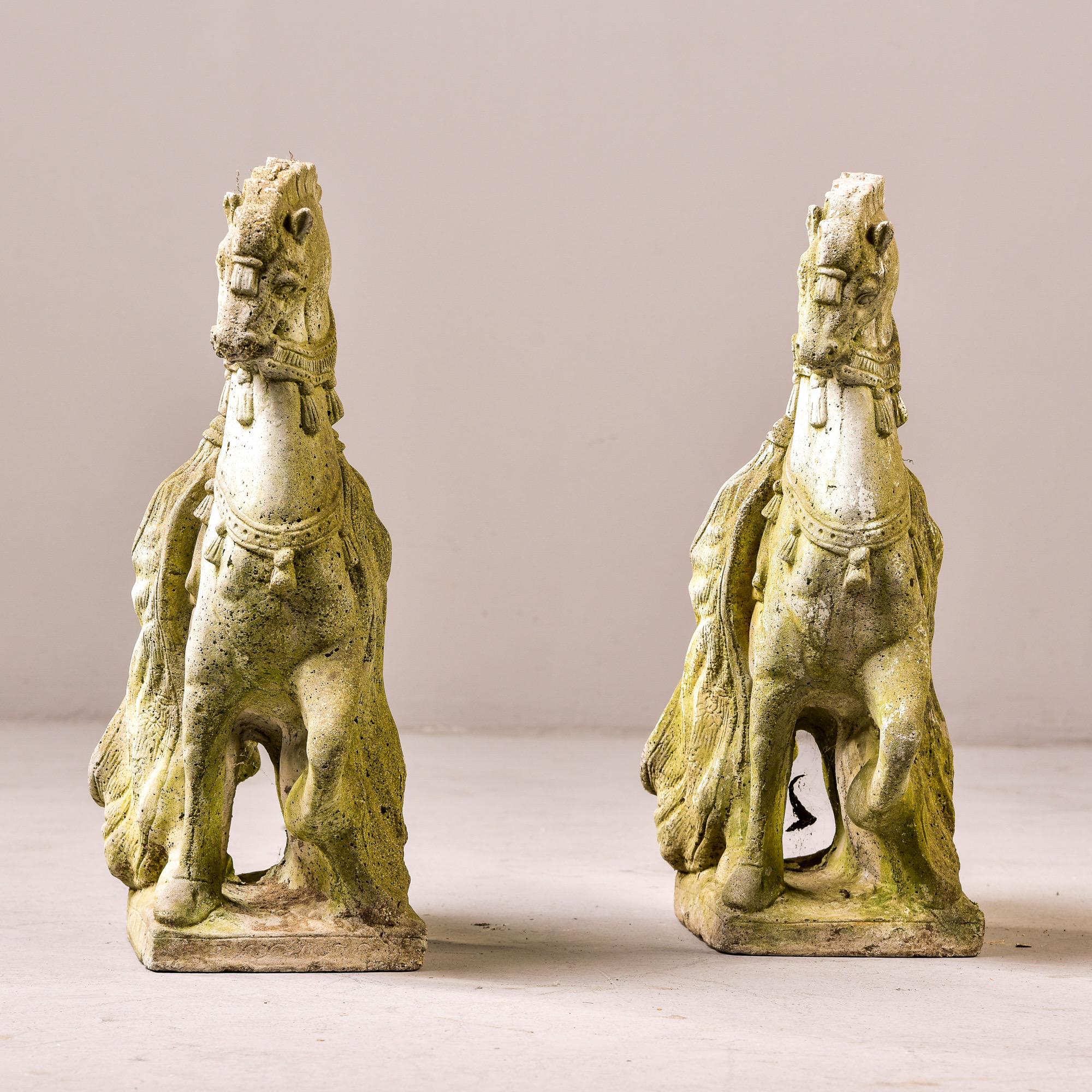 Pair Mid Century Spanish Style Horse Garden Statues In Good Condition In Troy, MI
