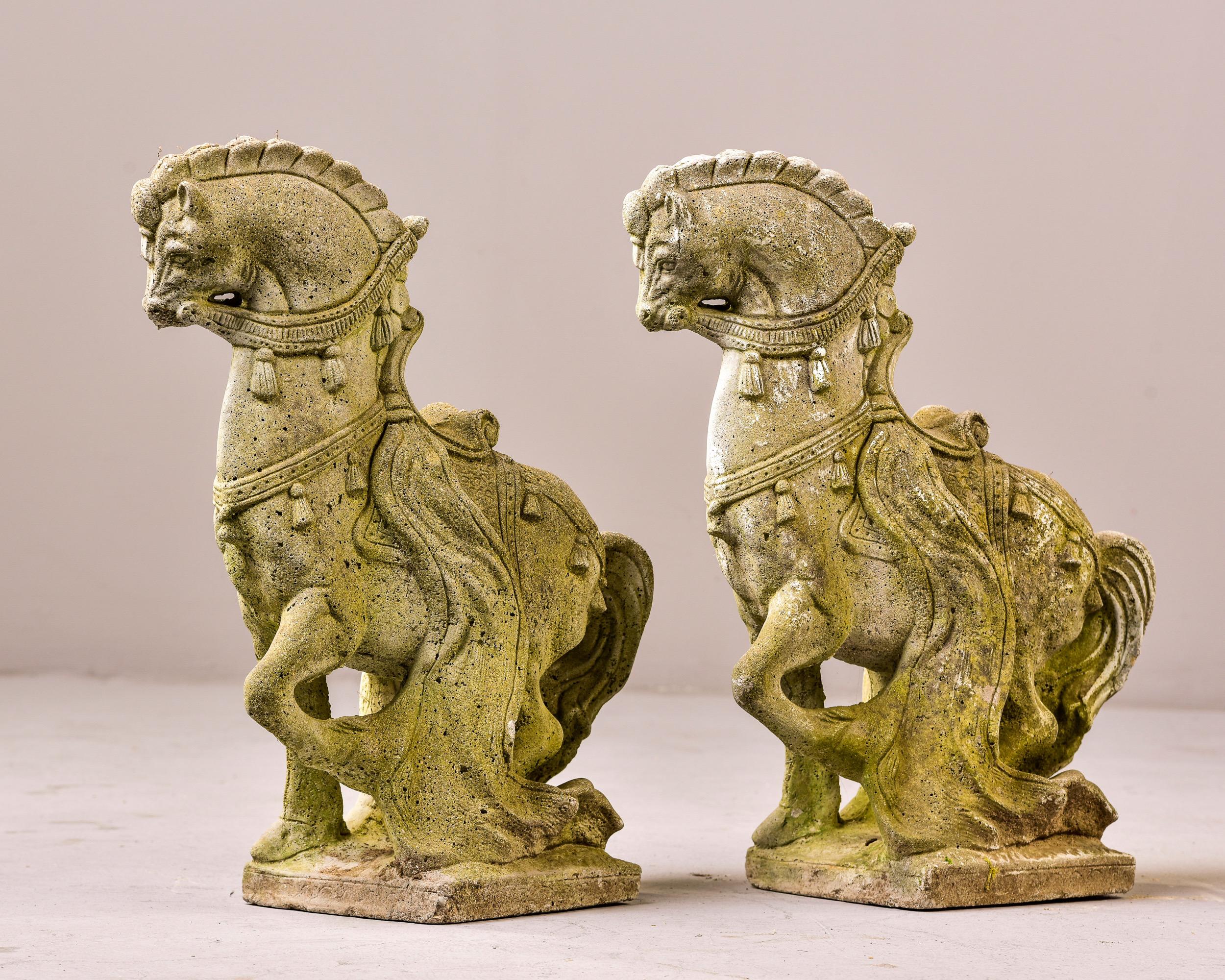 20th Century Pair Mid Century Spanish Style Horse Garden Statues