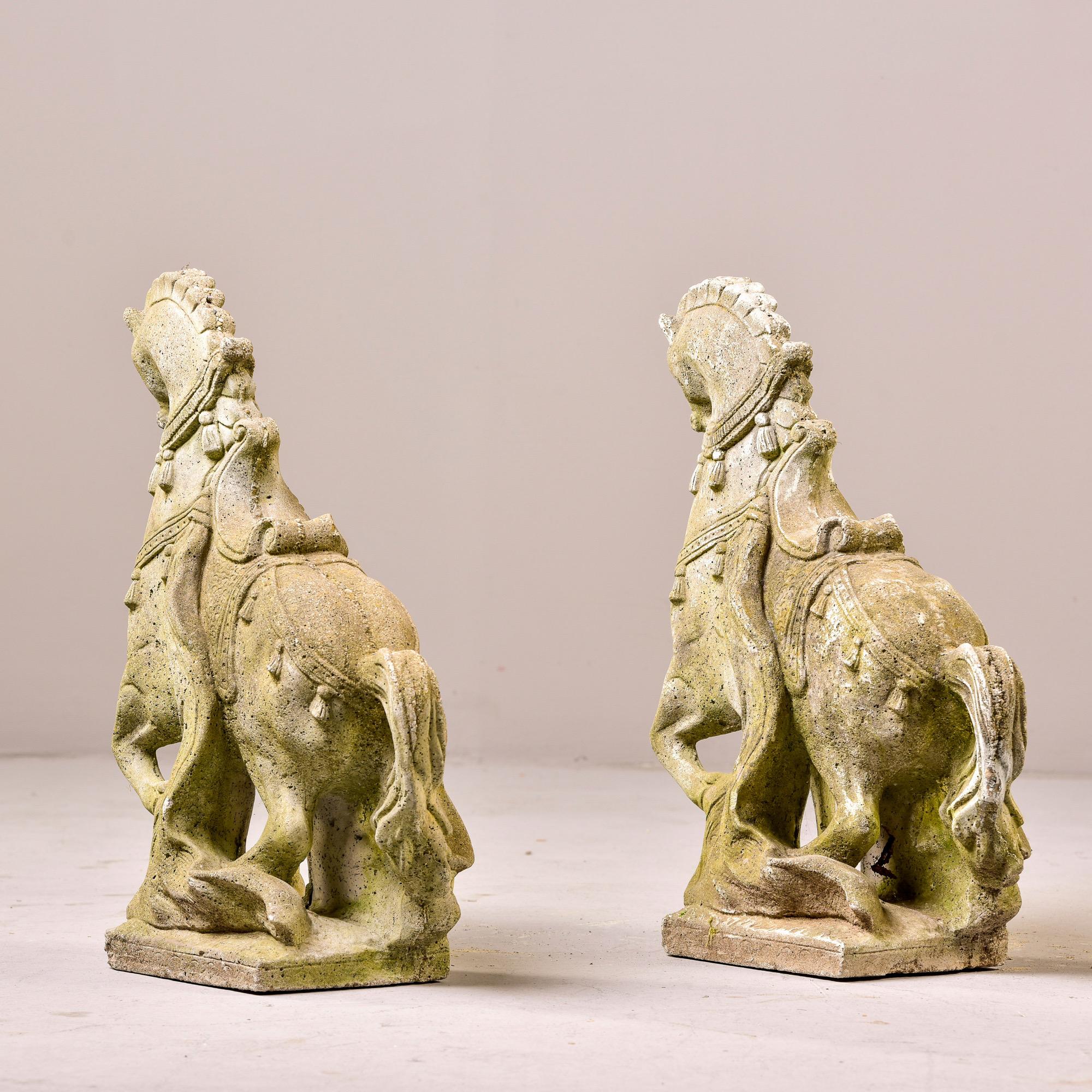 Pair Mid Century Spanish Style Horse Garden Statues 1