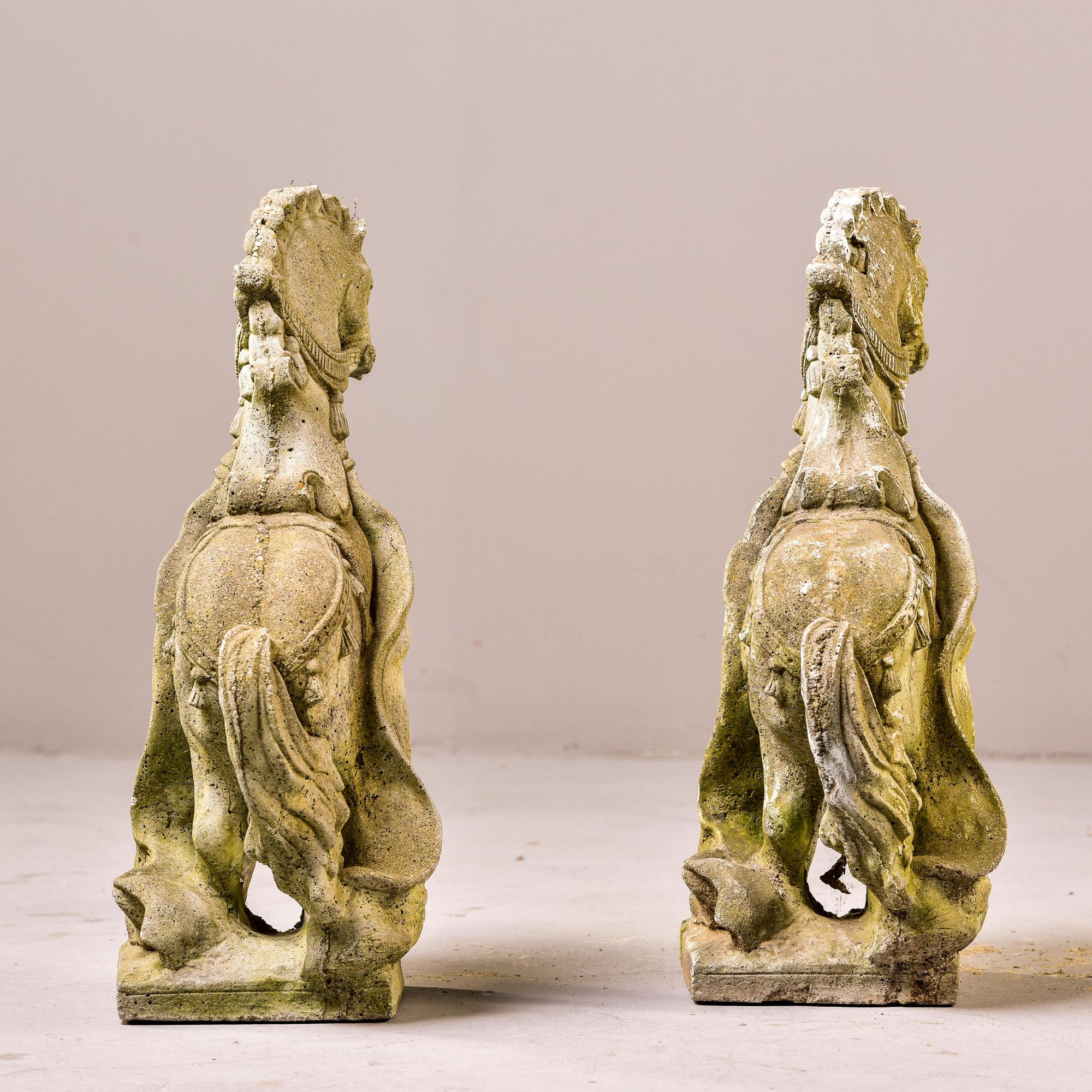 Pair Mid Century Spanish Style Horse Garden Statues 2