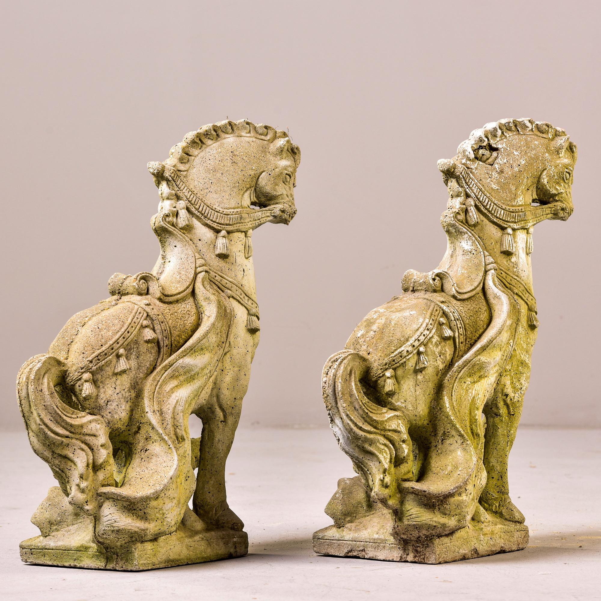 Pair Mid Century Spanish Style Horse Garden Statues 3
