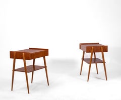 Pair Mid Century Swedish Teak Bedside Night Tables By Carlström & Co