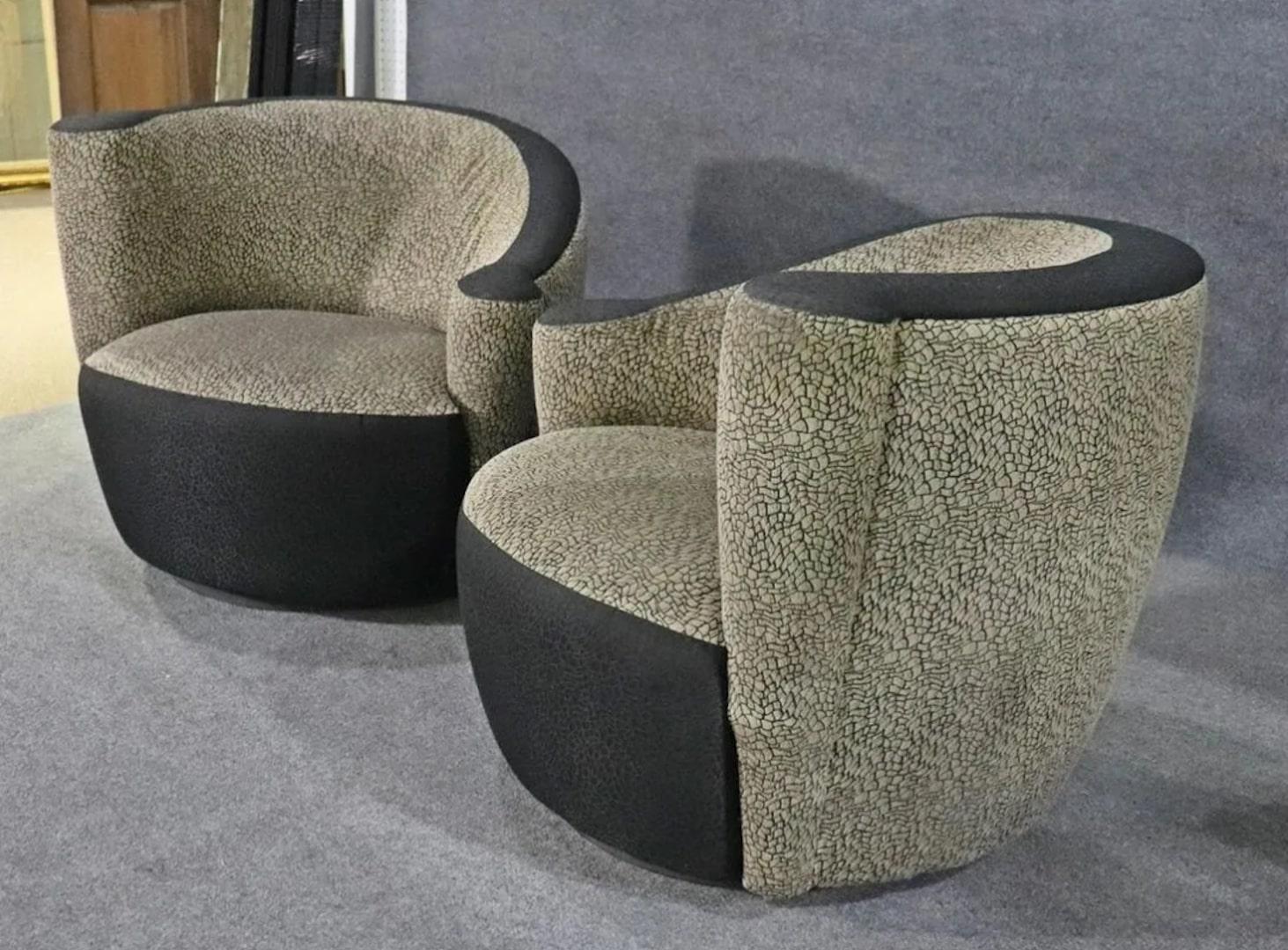 Pair Mid-Century Swivel Nautilus Chairs In Good Condition For Sale In Brooklyn, NY