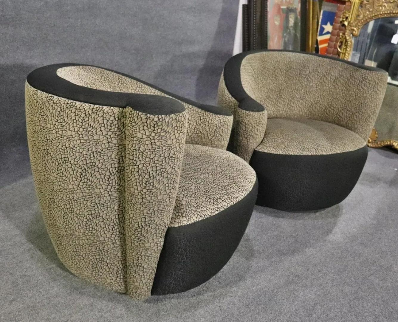 20th Century Pair Mid-Century Swivel Nautilus Chairs For Sale