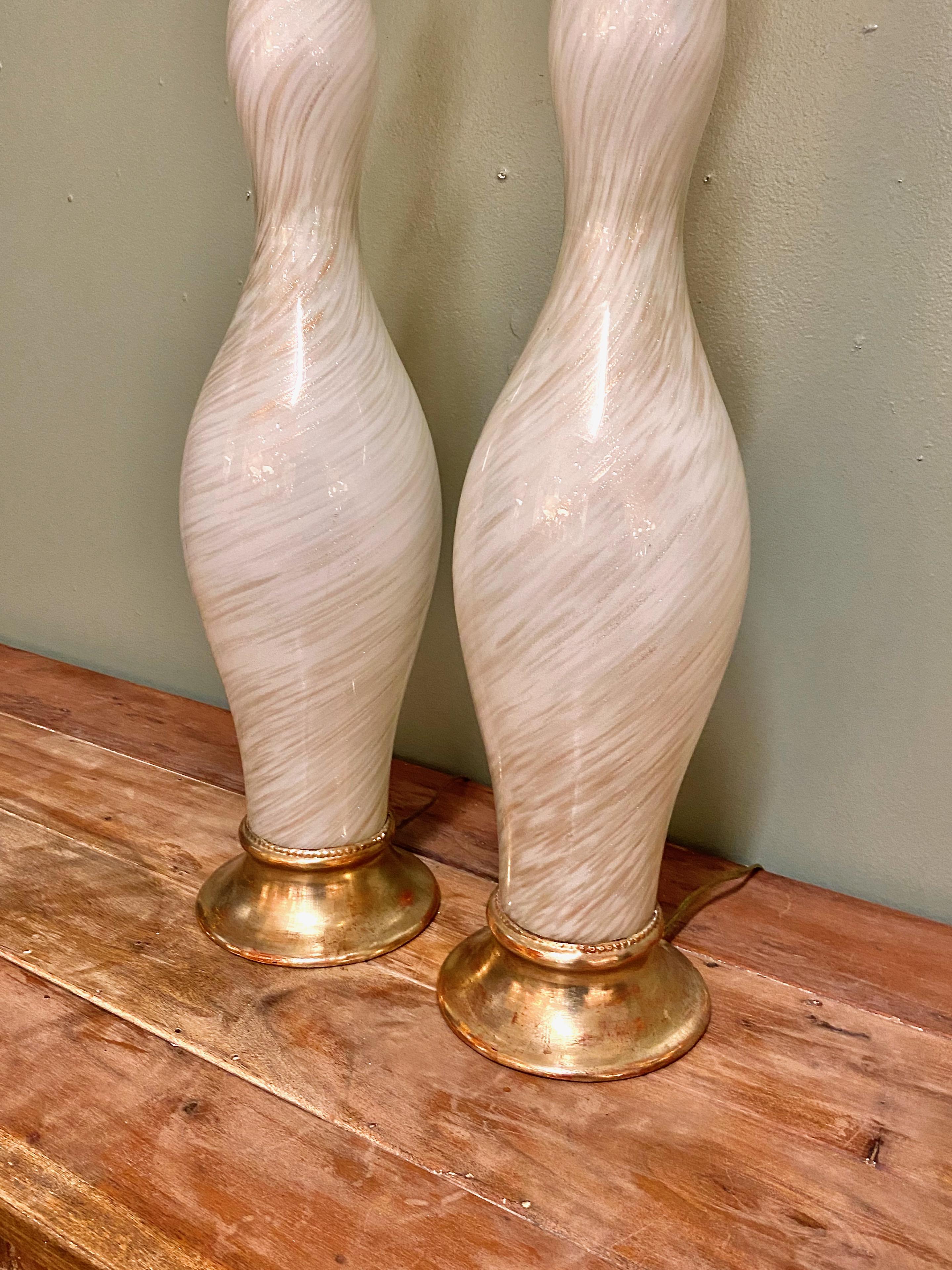 Mid-Century Modern Pair of Mid-Century Tall Murano Lamps For Sale