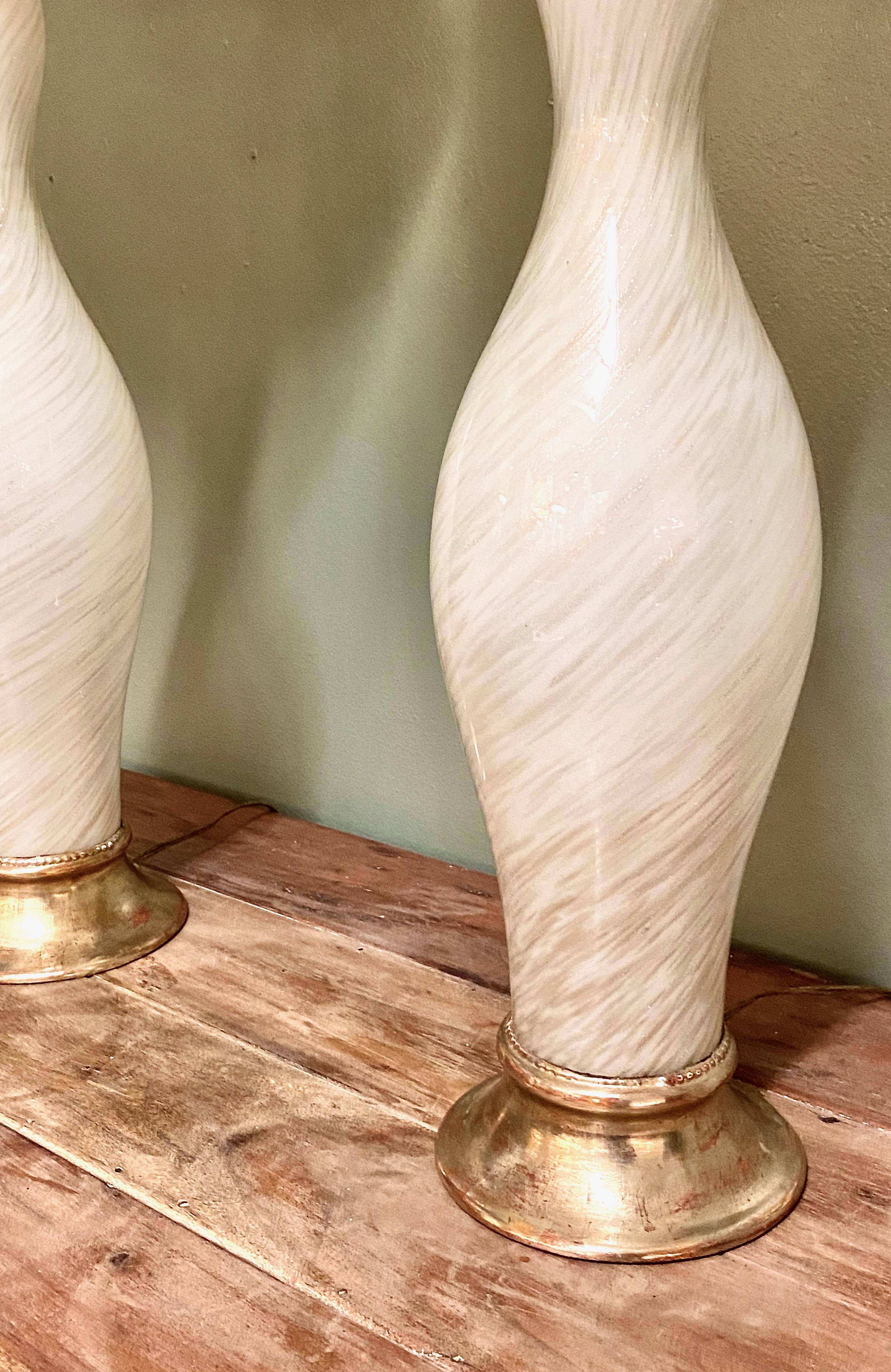 Italian Pair of Mid-Century Tall Murano Lamps For Sale